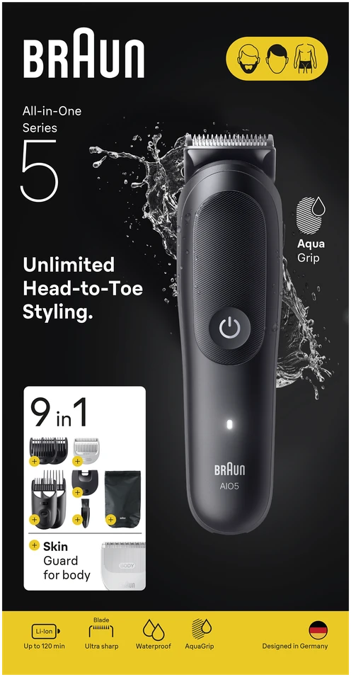 Braun AIO5540 skustuvas su 9 priedais pakuotėje