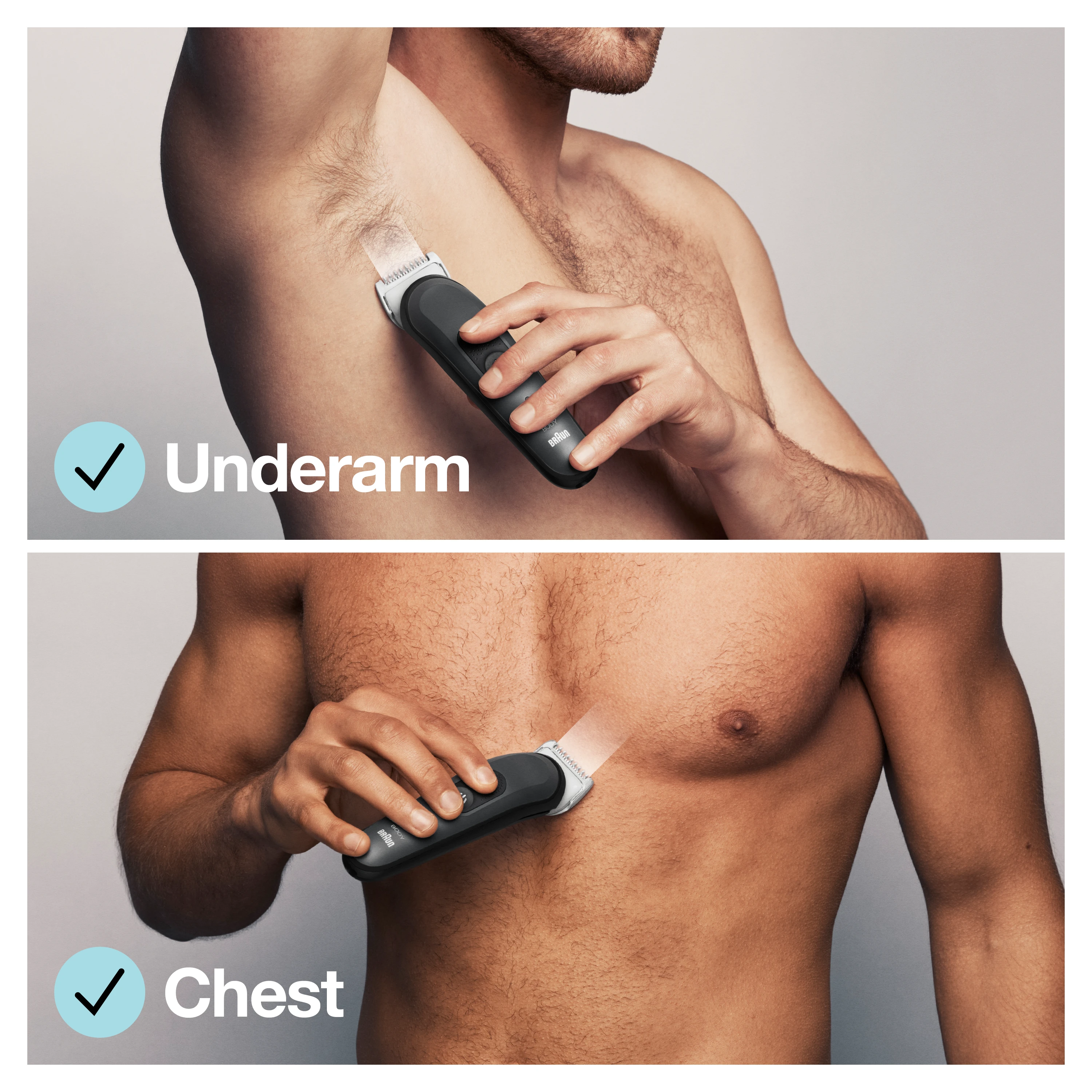 Braun | Body Groomer | BG3340 | Cordless and corded | Juodas/Pilkas