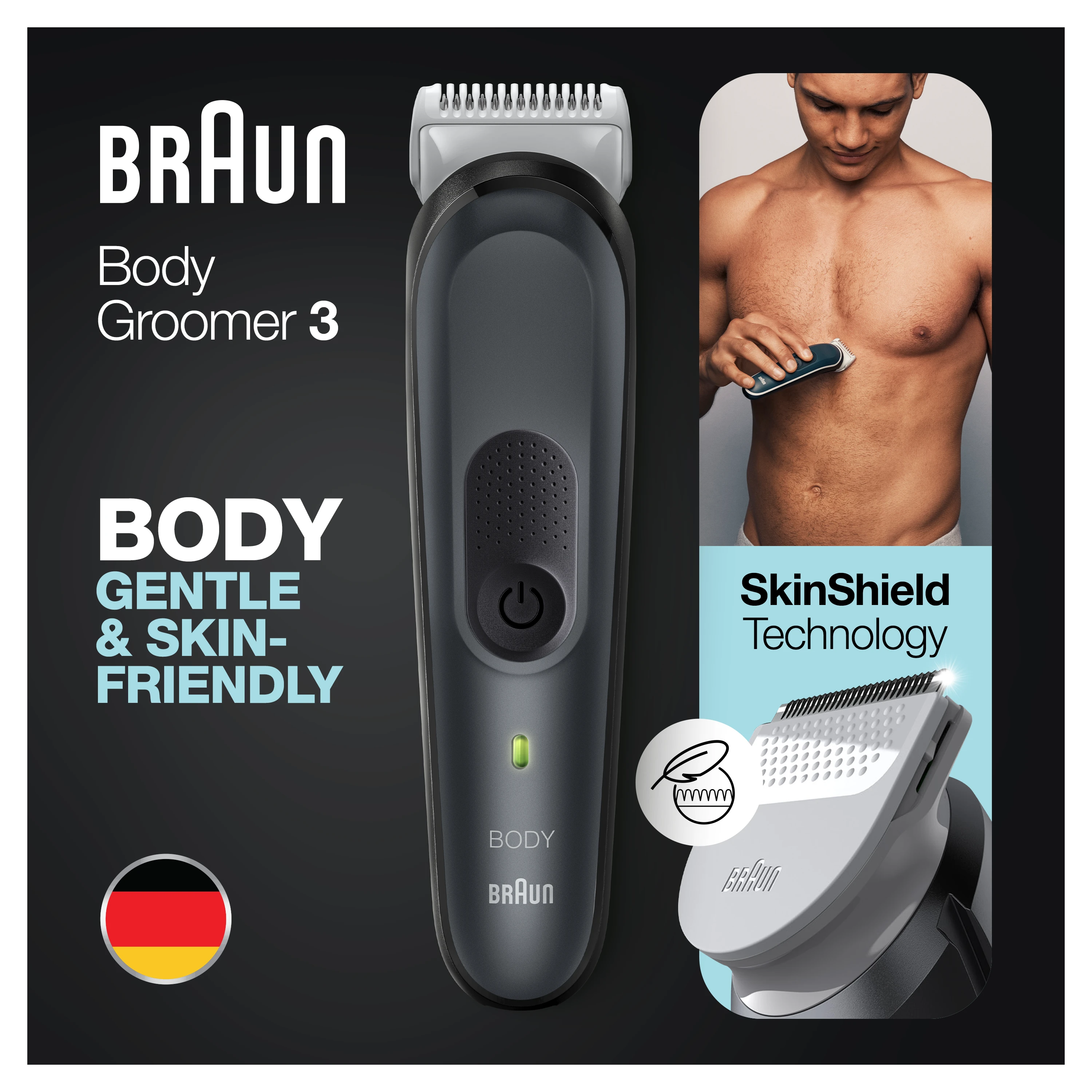 Braun | Body Groomer | BG3340 | Cordless and corded | Juodas/Pilkas