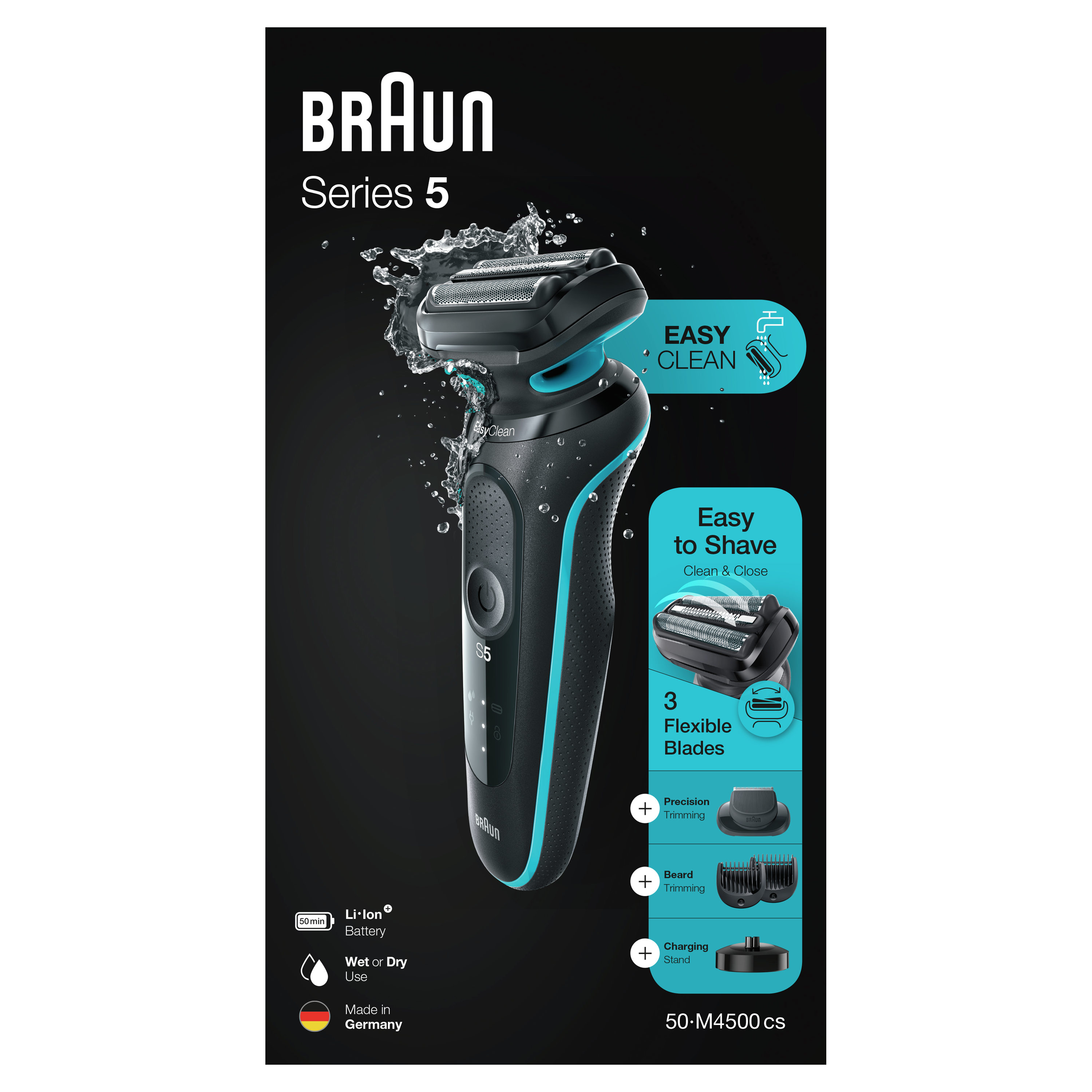 Braun 50-M4500cs barzdaskutė Series 5 + trimeris barzdai