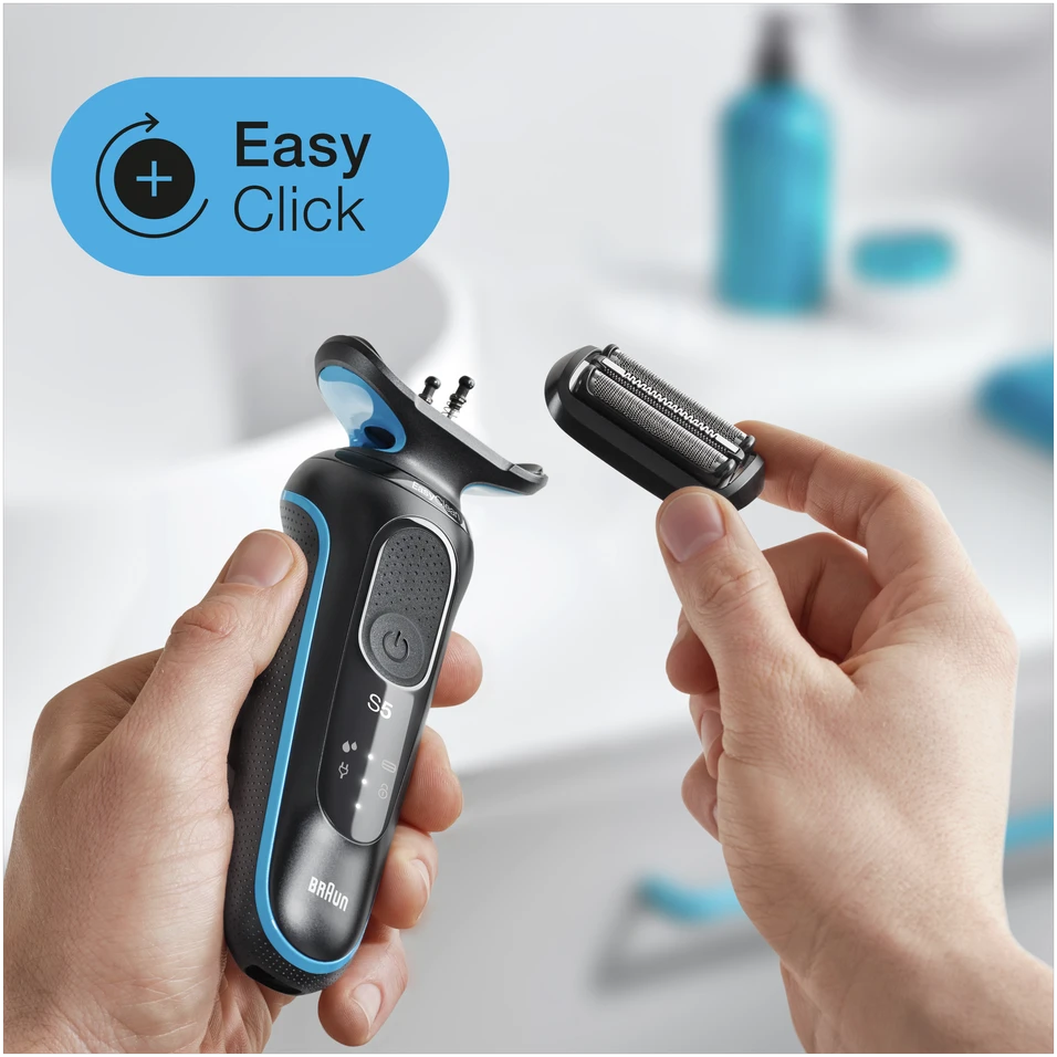 Braun | Shaver | 51-B1000s | Operating time (max) 50 min | Wet & Dry | Juodas/Mėlyna