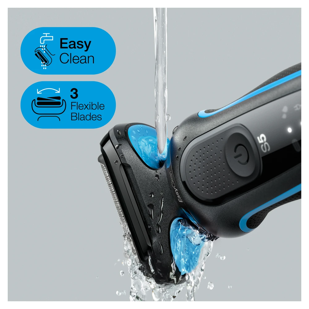 Braun | Shaver | 51-B1000s | Operating time (max) 50 min | Wet & Dry | Juodas/Mėlyna