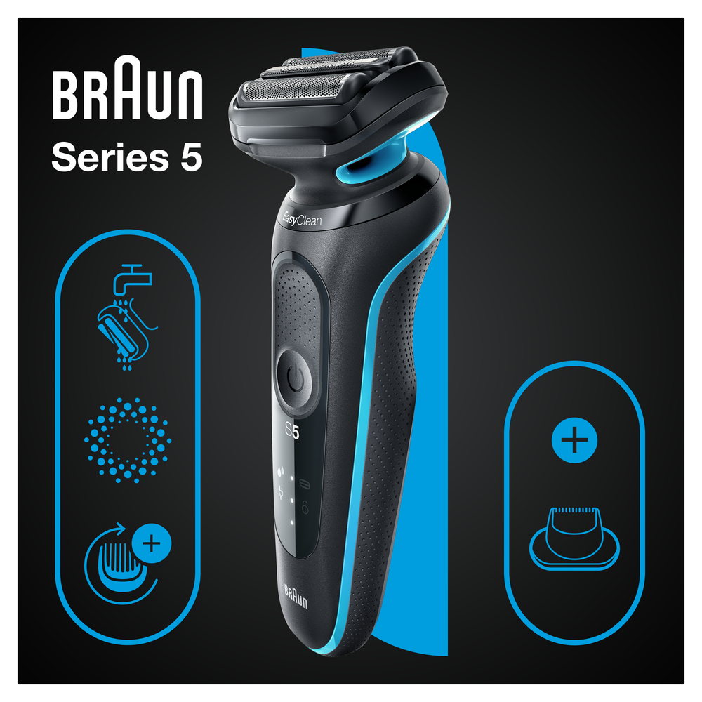 Braun | Shaver | 51-M1200s | Operating time (max) 50 min | Wet & Dry | Juodas/Mint