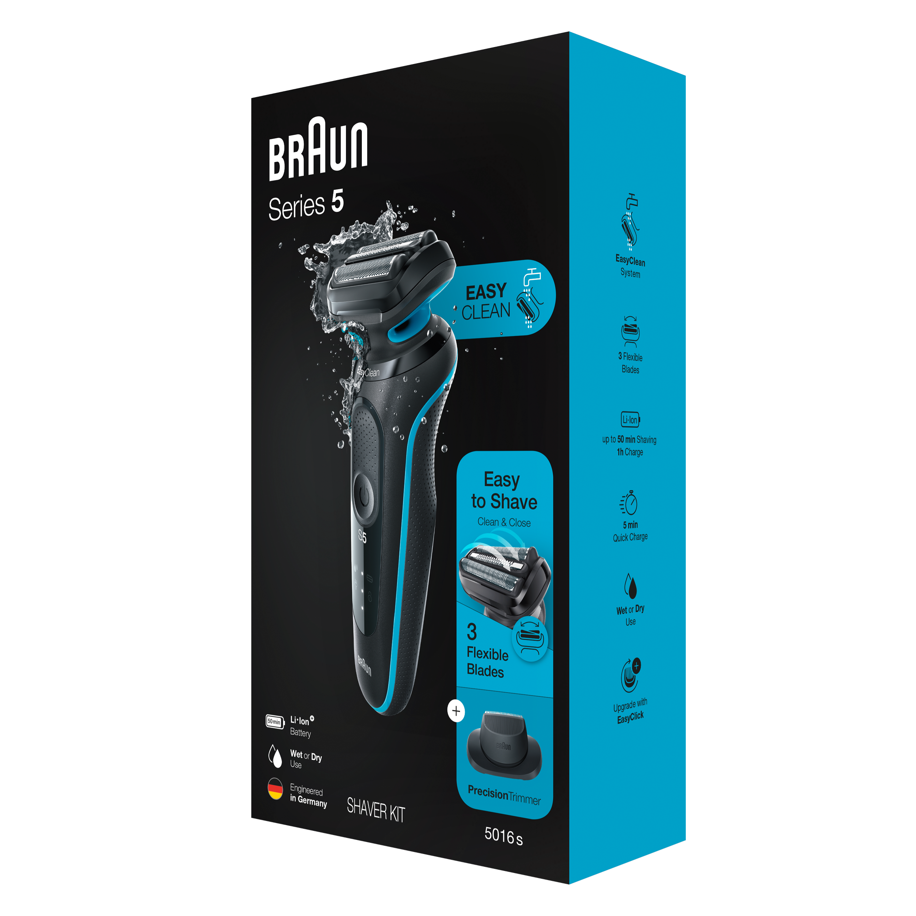 Braun | Shaver | 51-M1200s | Operating time (max) 50 min | Wet & Dry | Juodas/Mint