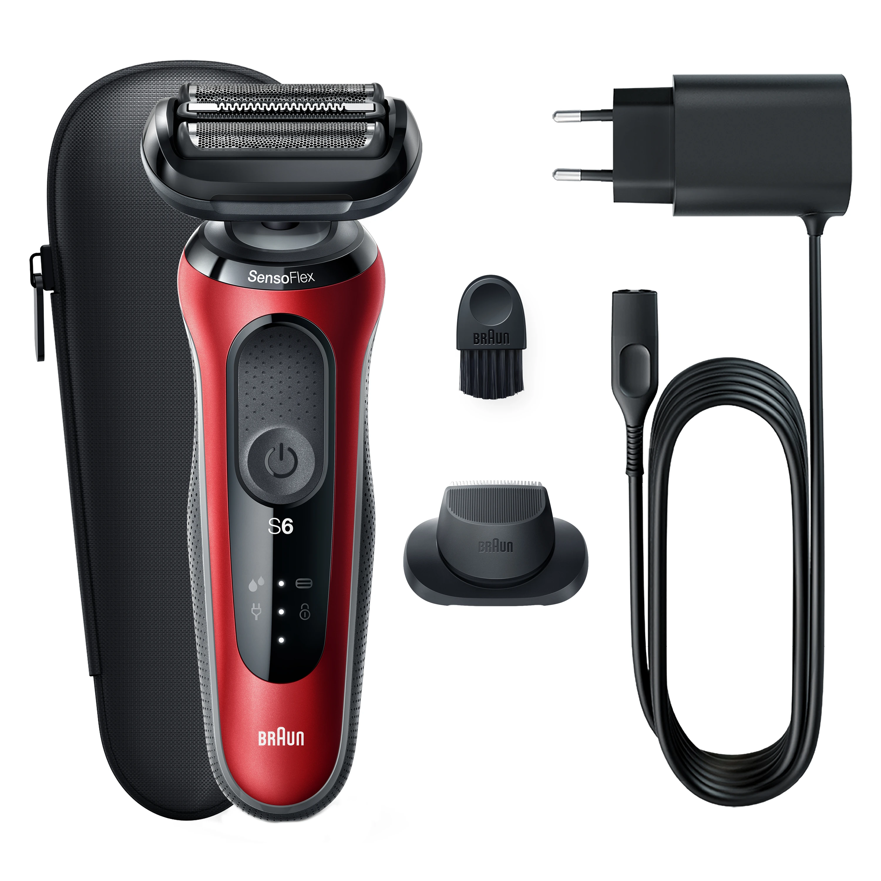 Braun | Shaver | 61-R1200s | Operating time (max) 50 min | Wet & Dry | Raudona/Juodas
