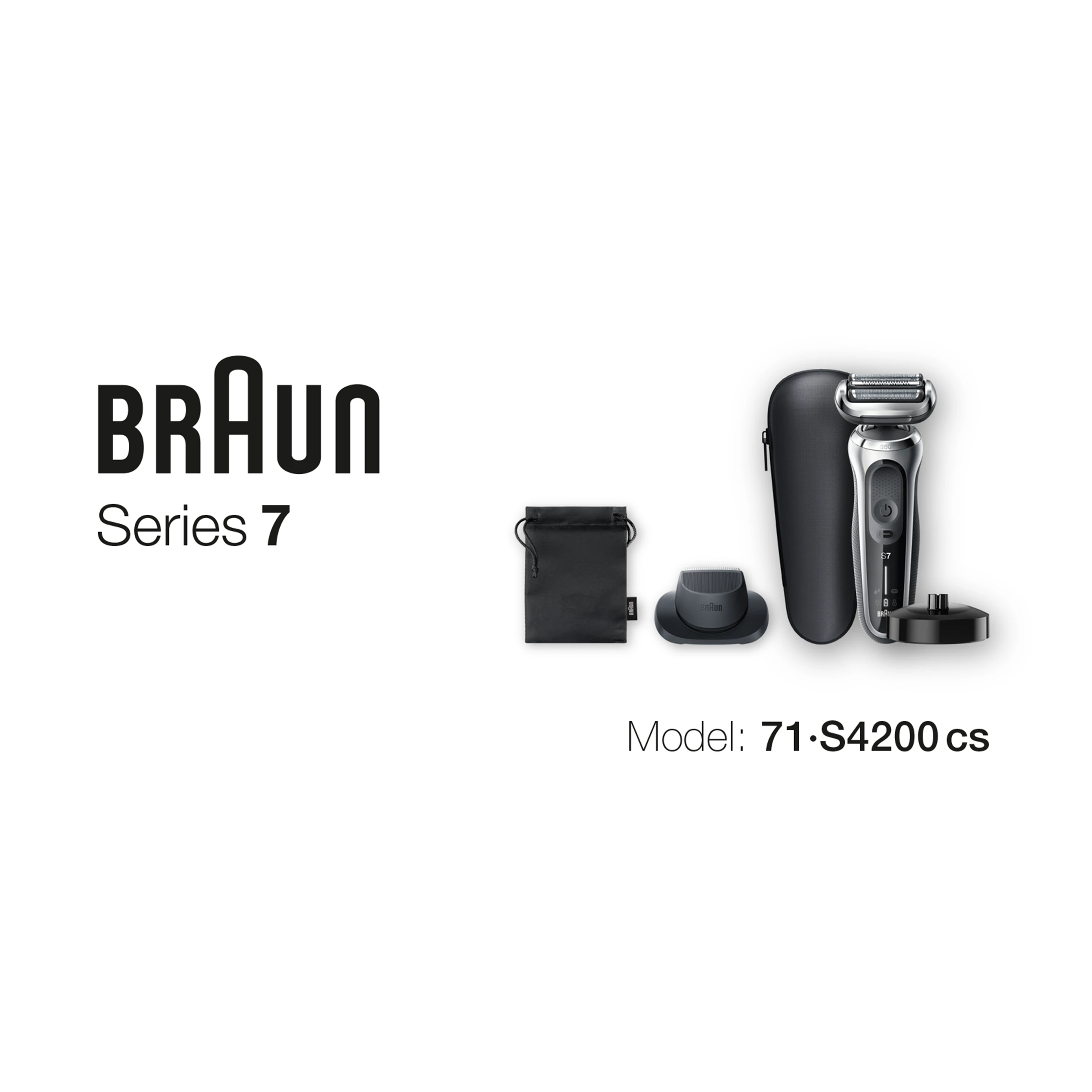 Barzdaskutė Braun | Shaver | 71-S4200cs | Operating time (max) 50 min | Wet & Dry | Sidabrinis/Juodas