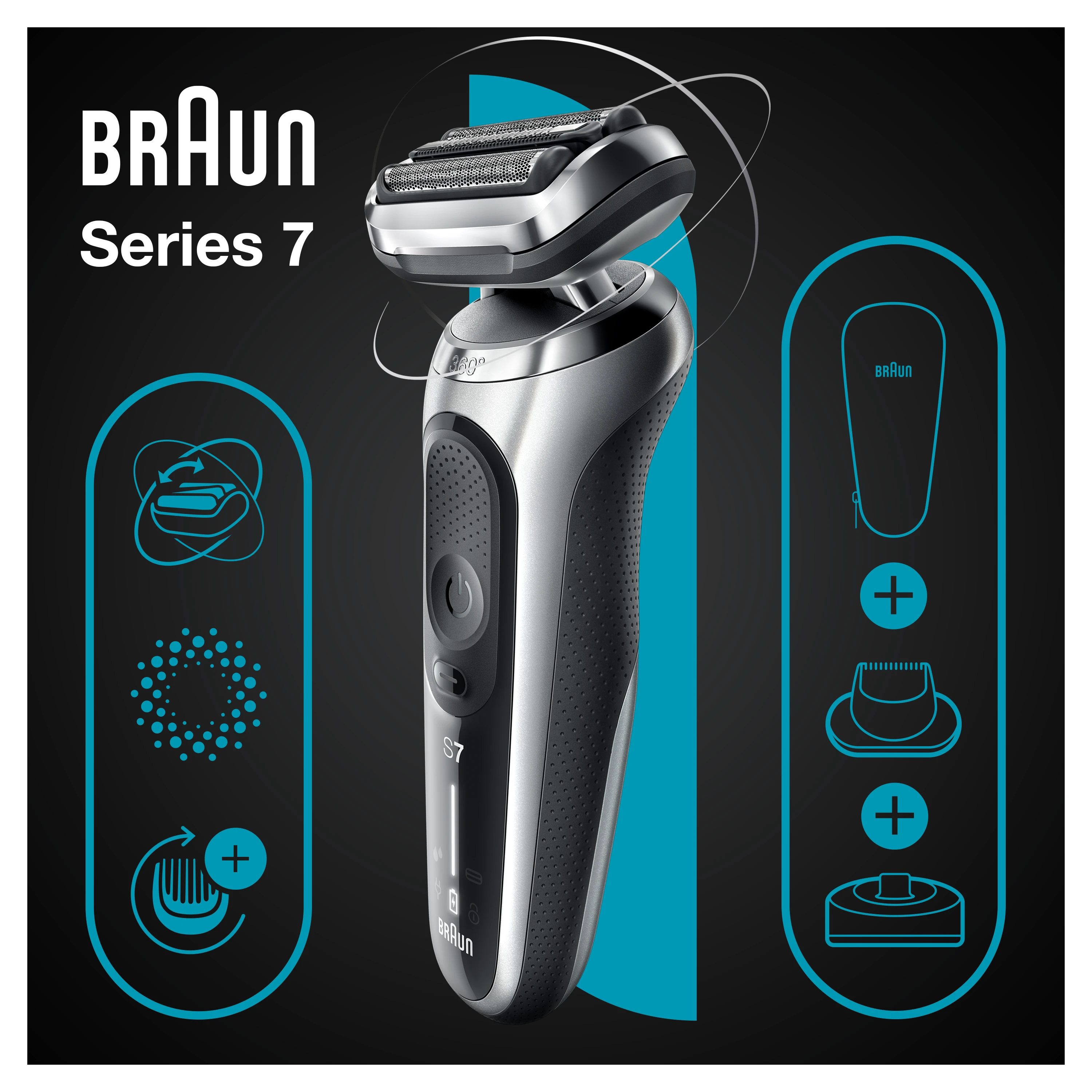Barzdaskutė Braun | Shaver | 71-S4200cs | Operating time (max) 50 min | Wet & Dry | Sidabrinis/Juodas