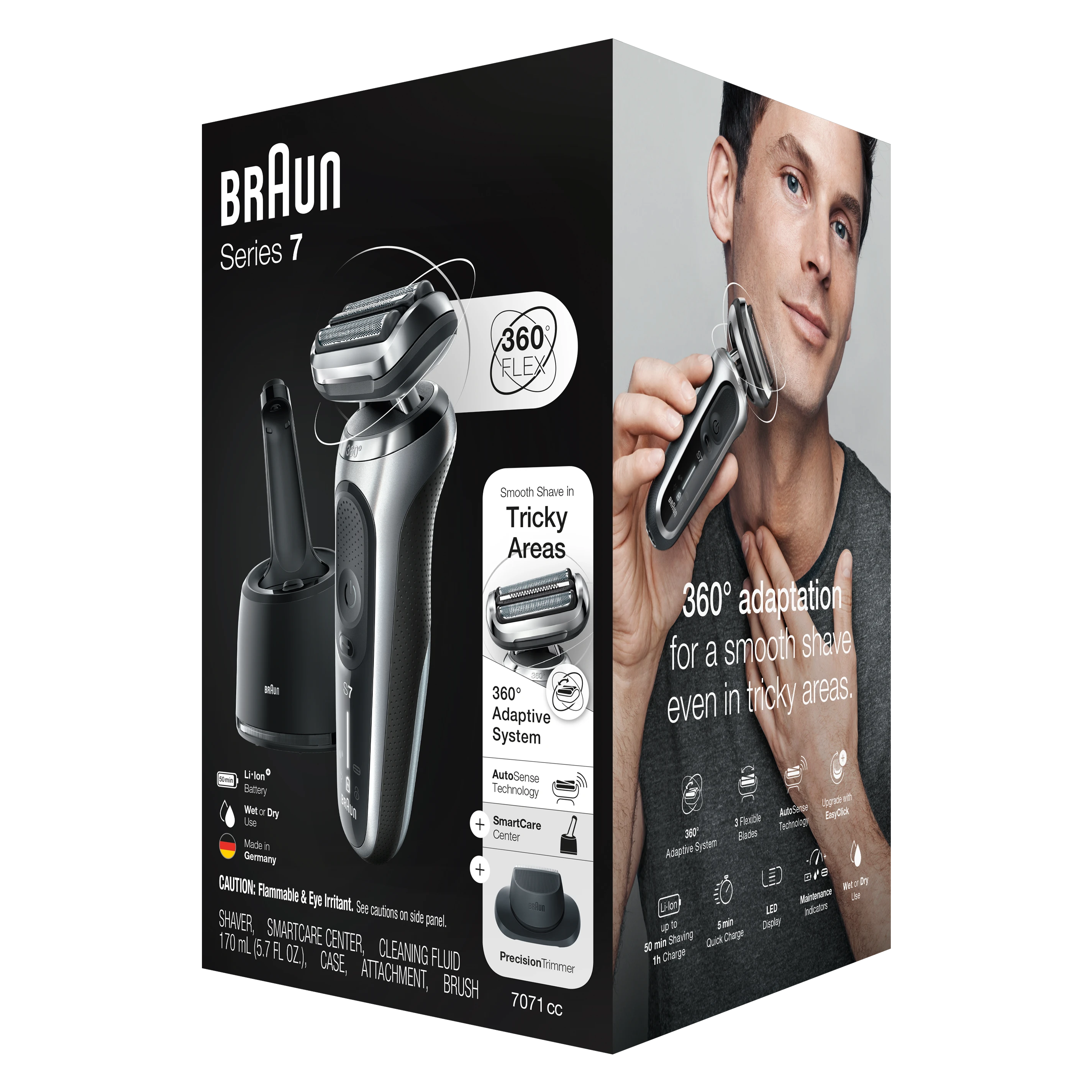 Braun 71-S7200cc barzdaskutė Series 7 360° Flex, AutoSence