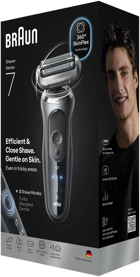 Braun 72-G1200s barzdaskutė Series 7 pilkas