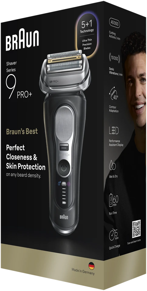 Braun 9600S barzdaskutė su pakuotės informacija