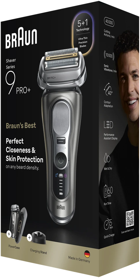 Braun 9625S Barzdaskutė Series 9 PRO+ Power Case / pilkas