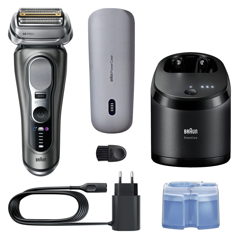 Braun 9675CC Barzdaskutė Series 9 PRO+ Clean&Charge +Power Case / pilkas