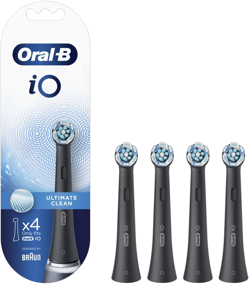 BRAUN iO RB CB-4 Ultimate Clean Juodas 4ct antgaliai dantų šepetėliui