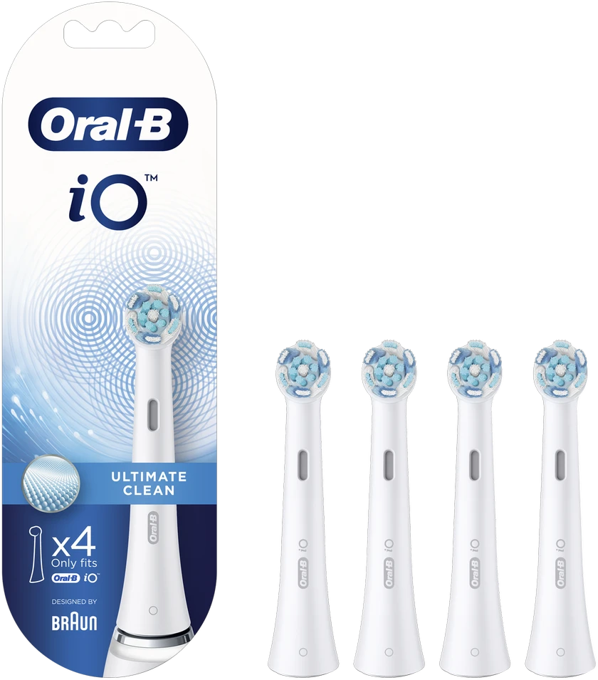 BRAUN iO RB CWF-4 Ultimate Clean Baltas 4ct antgaliai dantų šepetėliui