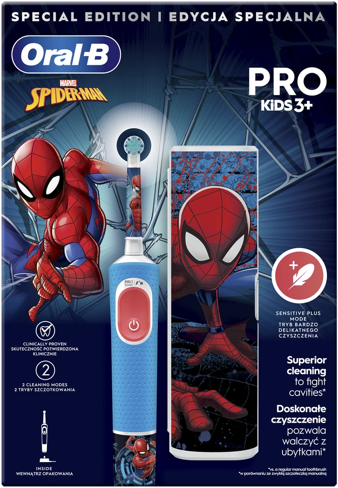 Vaikiškas Oral-B Spiderman šepetėlis su dėklu