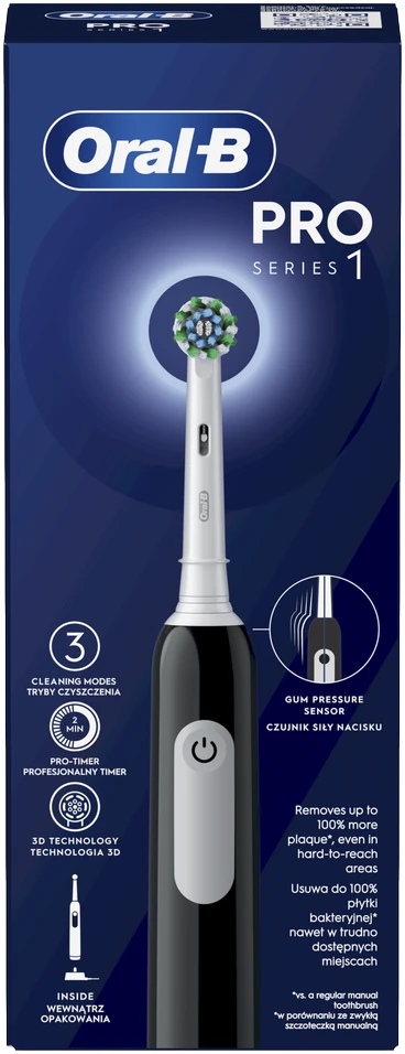 BRAUN D305.513.3 Pro Series 1 juod. Cross Action dantų šepetėlis