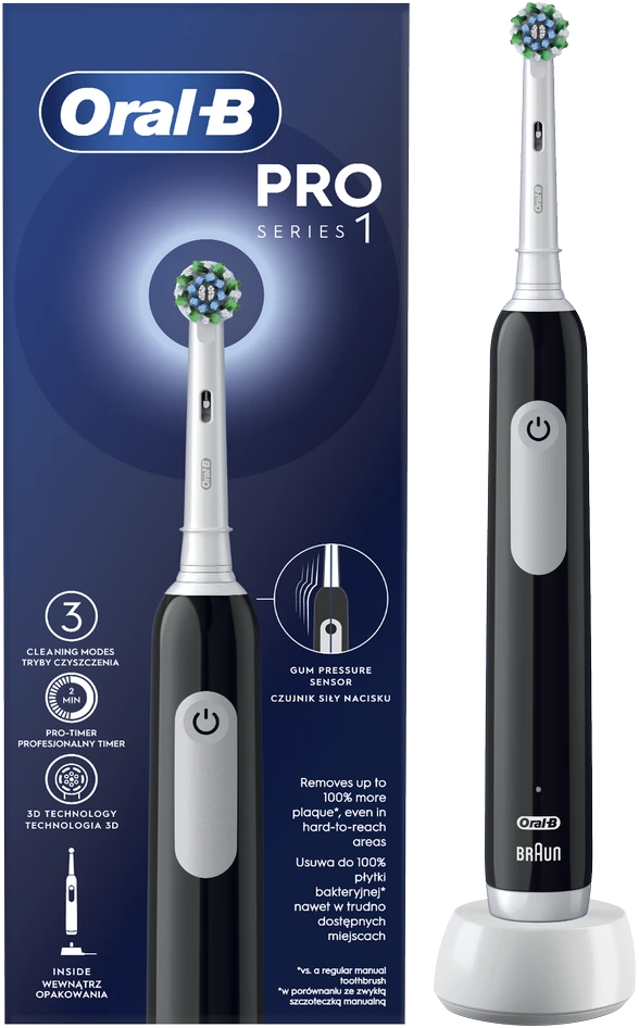 BRAUN D305.513.3 Pro Series 1 juod. Cross Action dantų šepetėlis