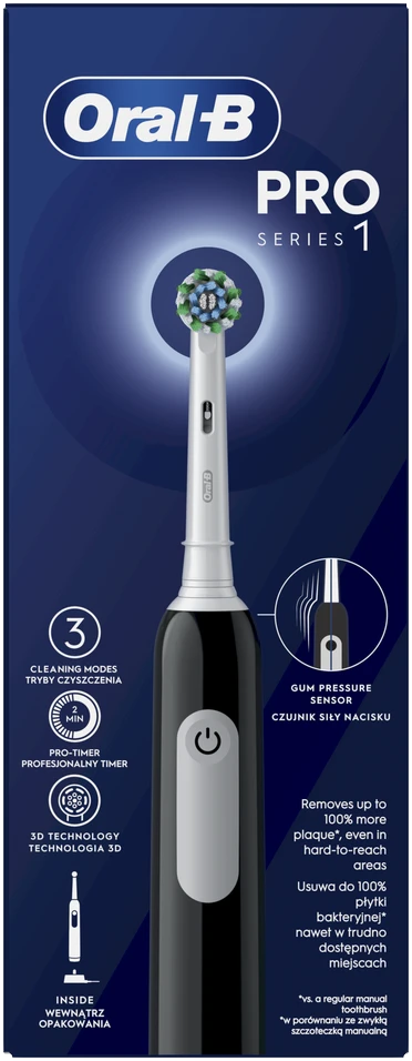 BRAUN D305.513.3 Pro Series 1 juod. Cross Action dantų šepetėlis