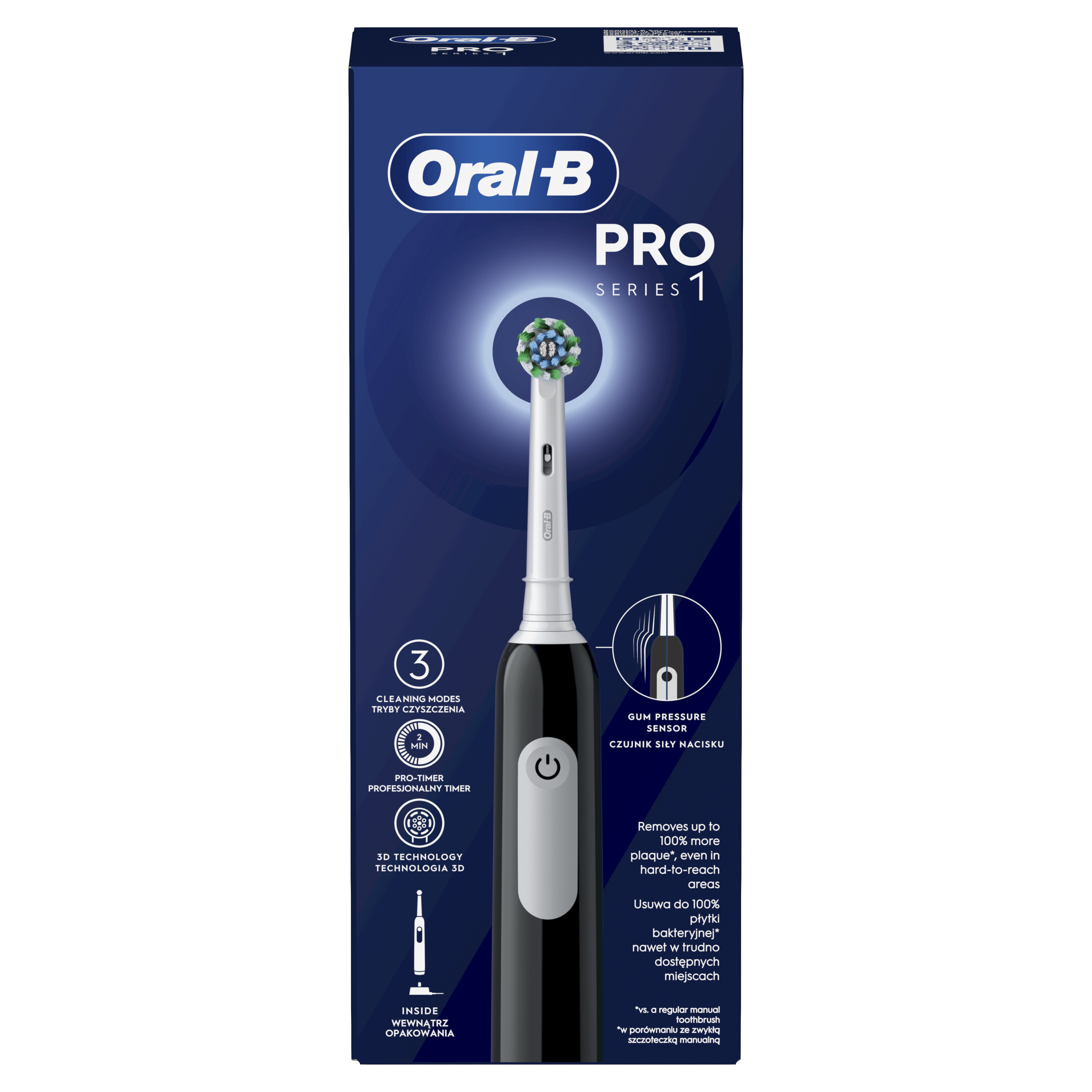 Braun D305.513.3 Pro Series 1 Elektrinis Dantų Šepetėlis Juodas Cross Action
