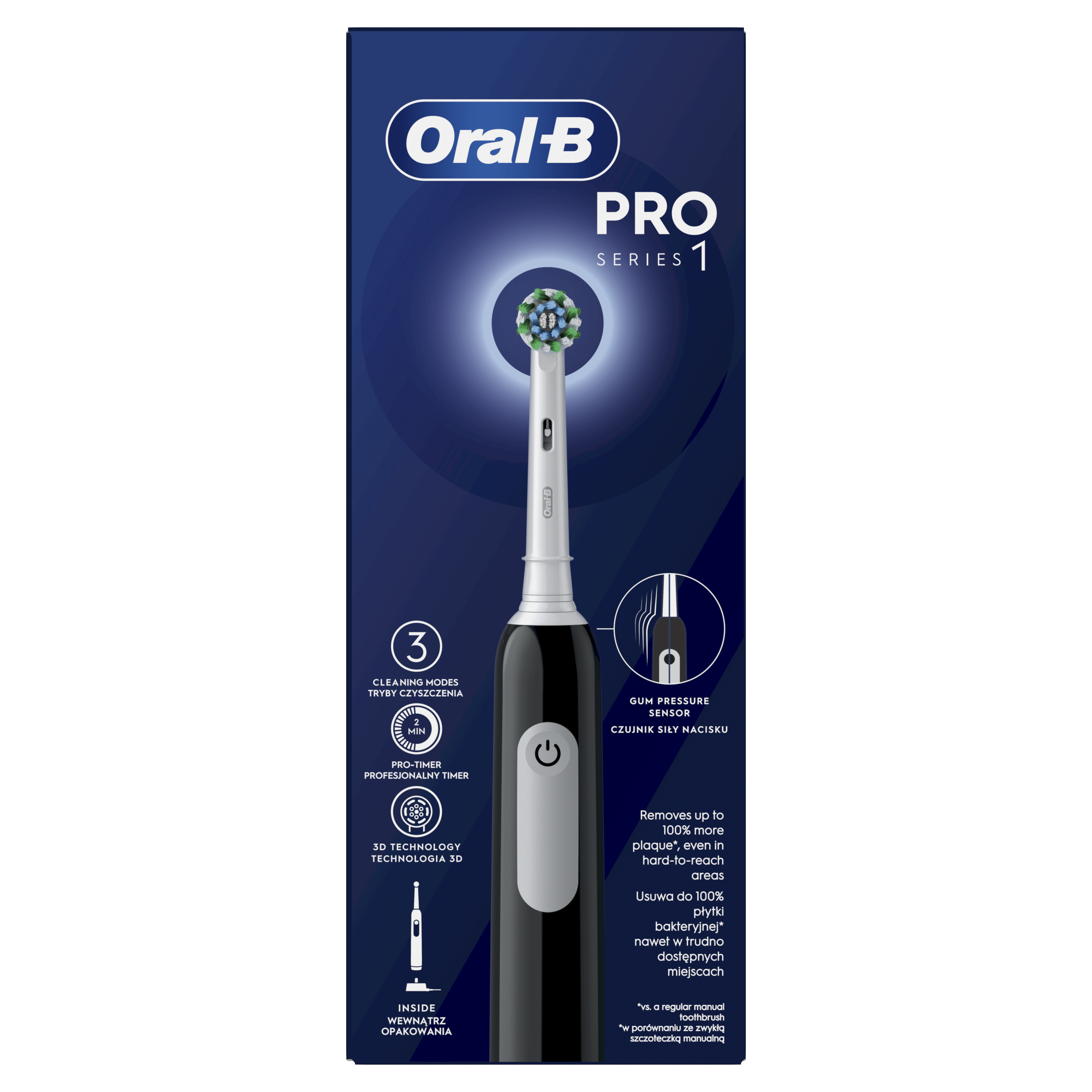 Braun D305.513.3 Pro Series 1 Elektrinis Dantų Šepetėlis Juodas Cross Action