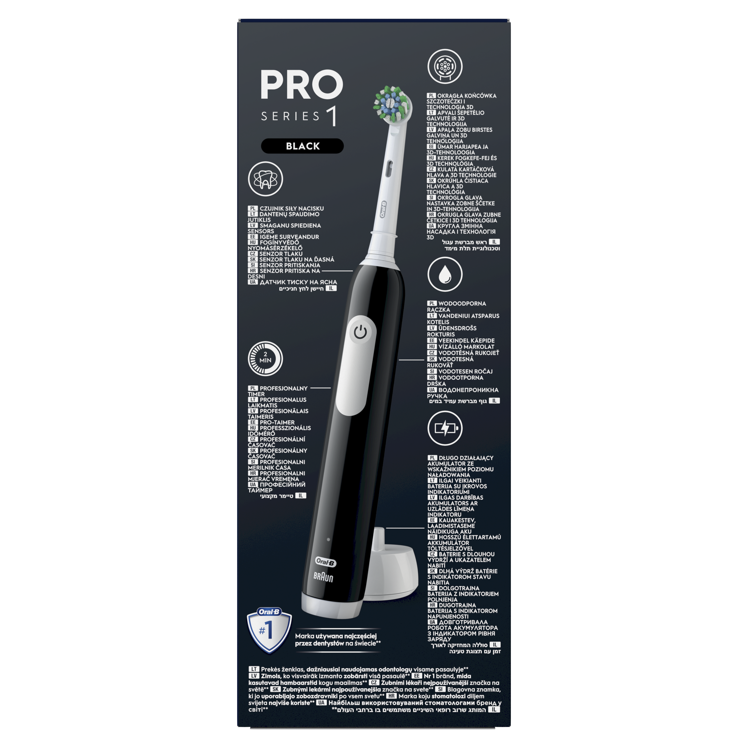 Braun D305.513.3 Pro Series 1 Elektrinis Dantų Šepetėlis Juodas Cross Action