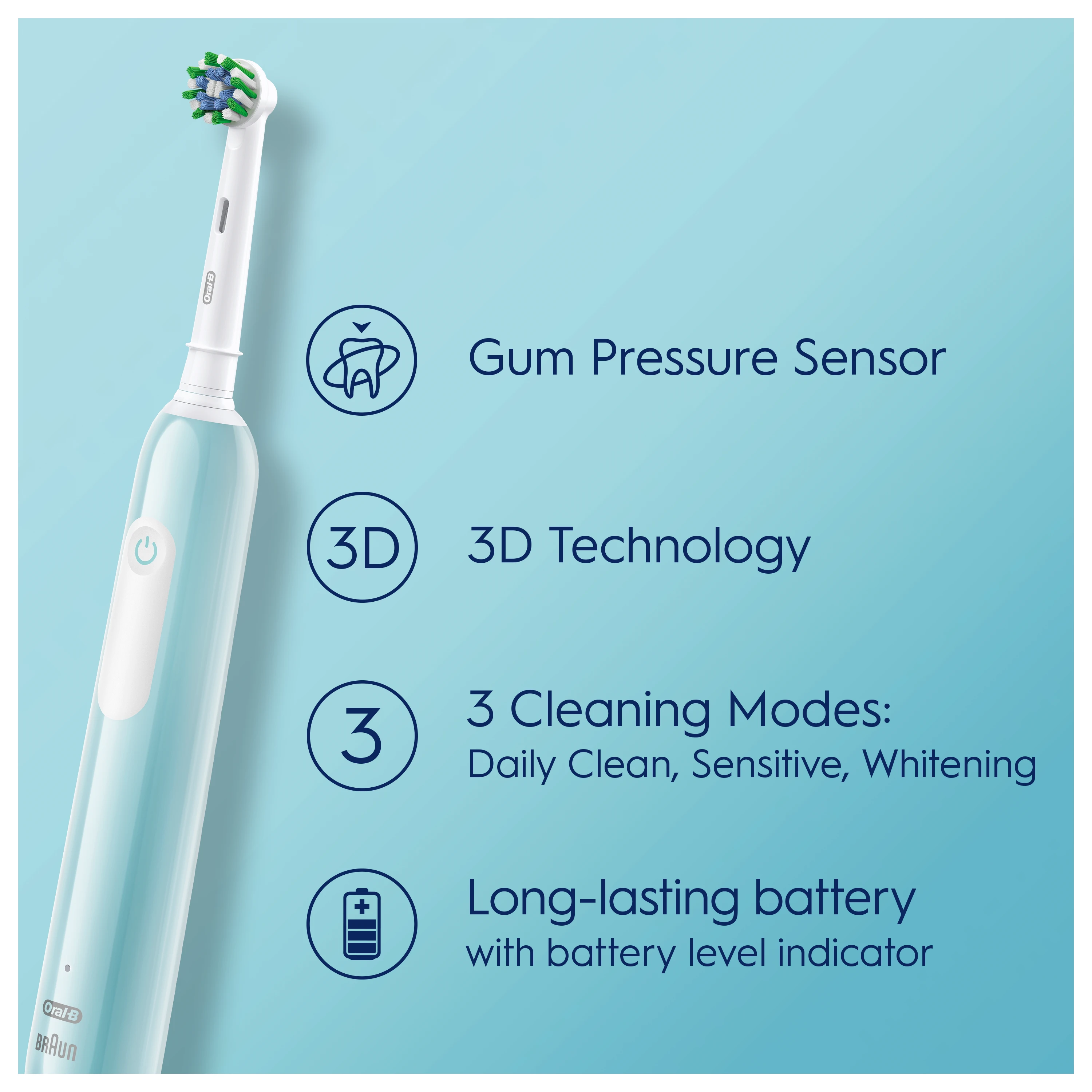 Elektrinis dantų šepetėlis Oral-B Pro 1 Caribbean Blue Cross Action