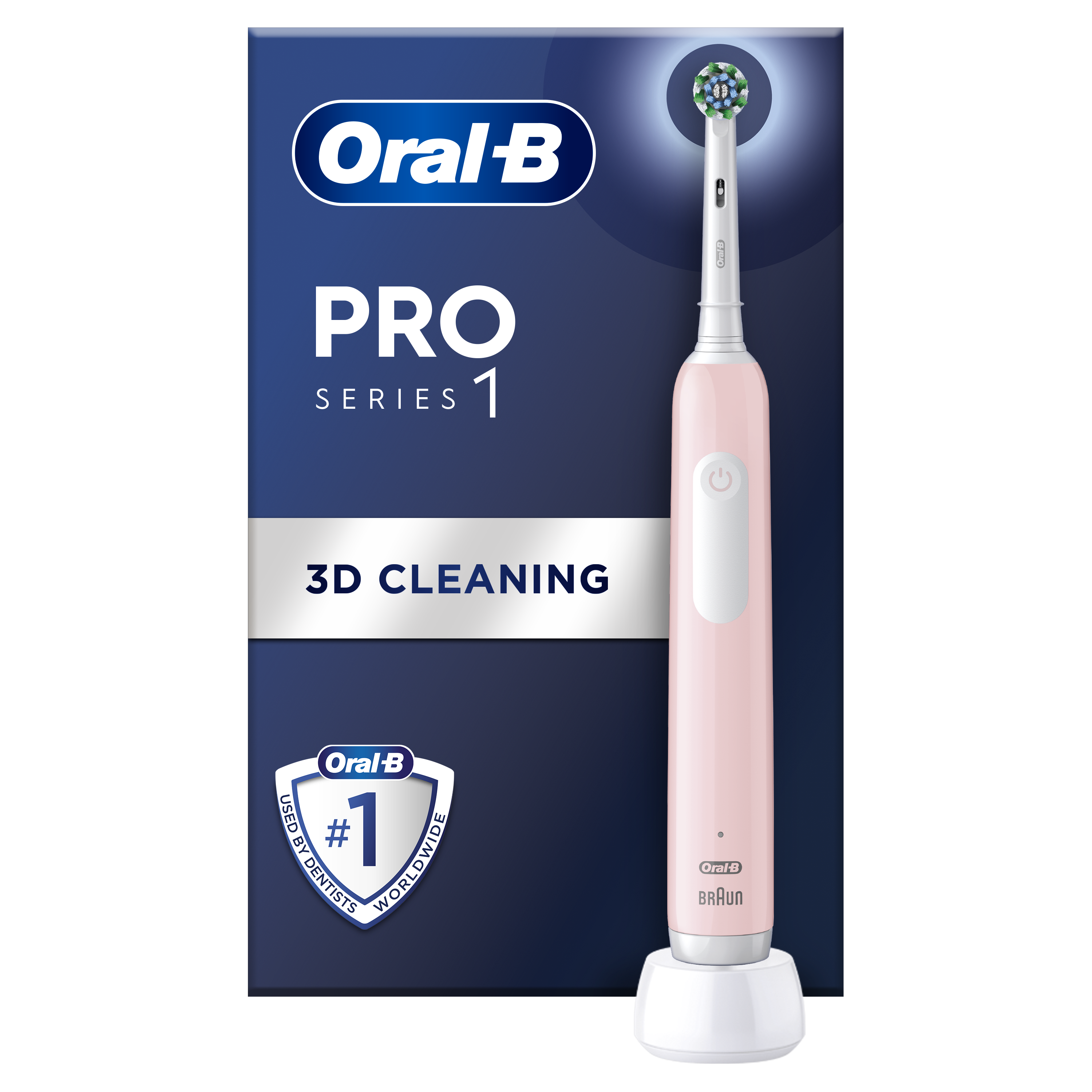 Oral-B Braun D305.513.3 Pro Series 1 Elektrinis Dantų Šepetėlis Rožinė Cross Action