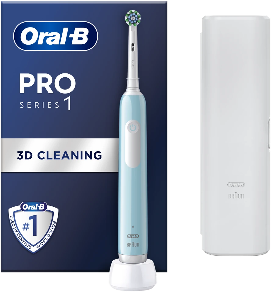 Braun Oral-B | Elektrinis dantų šepetėlis su Travel Case | Pro Series 1 | Įkraunamas | Suaugusiems | Šepetėlių skaičius galvutės įeina 1 | Number of teeth brushing modes 3 | Caribbean Mėlyna