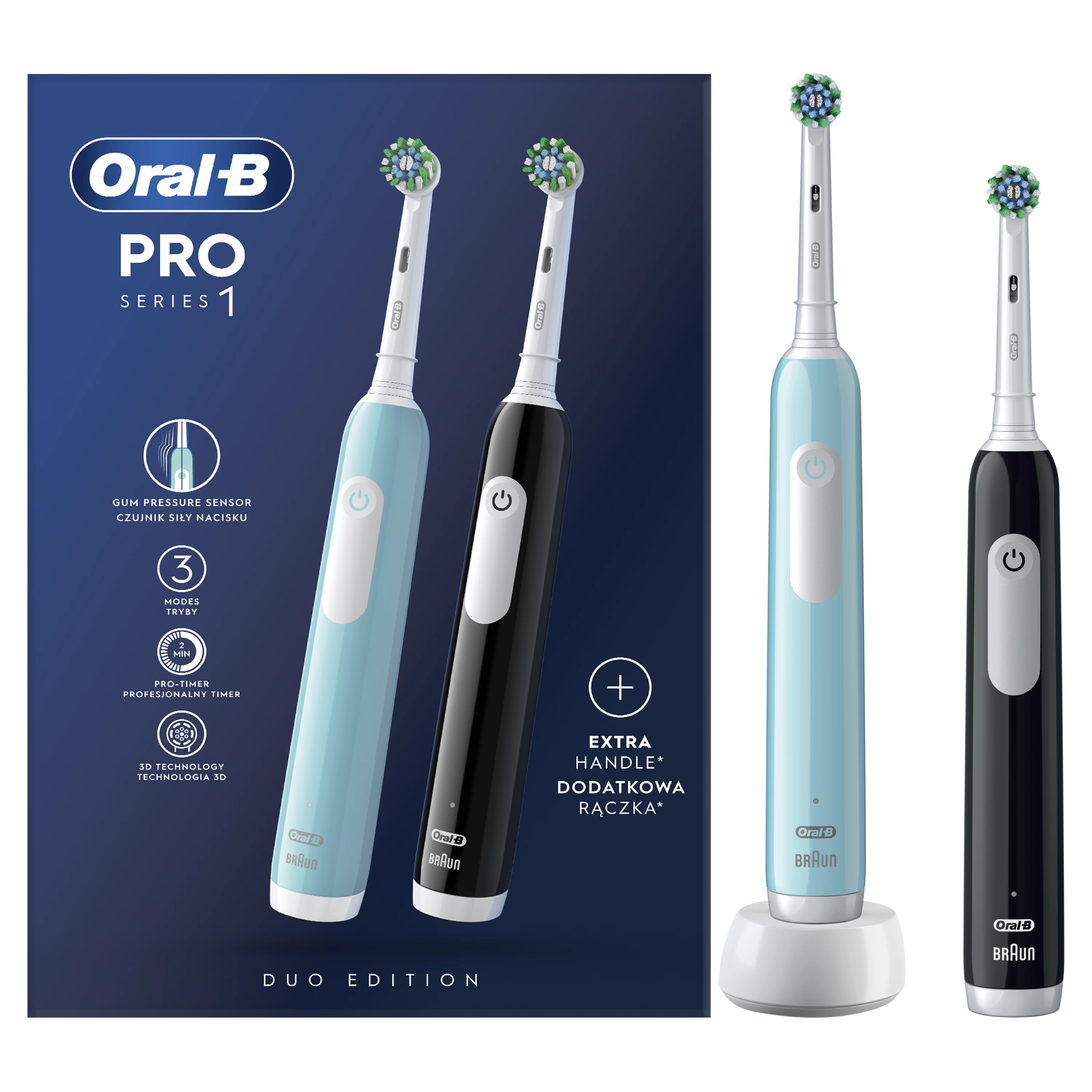 Oral-B Braun D305.523.3H PRO Series 1 Elektrinių Dantų Šepetėlių Rinkinys