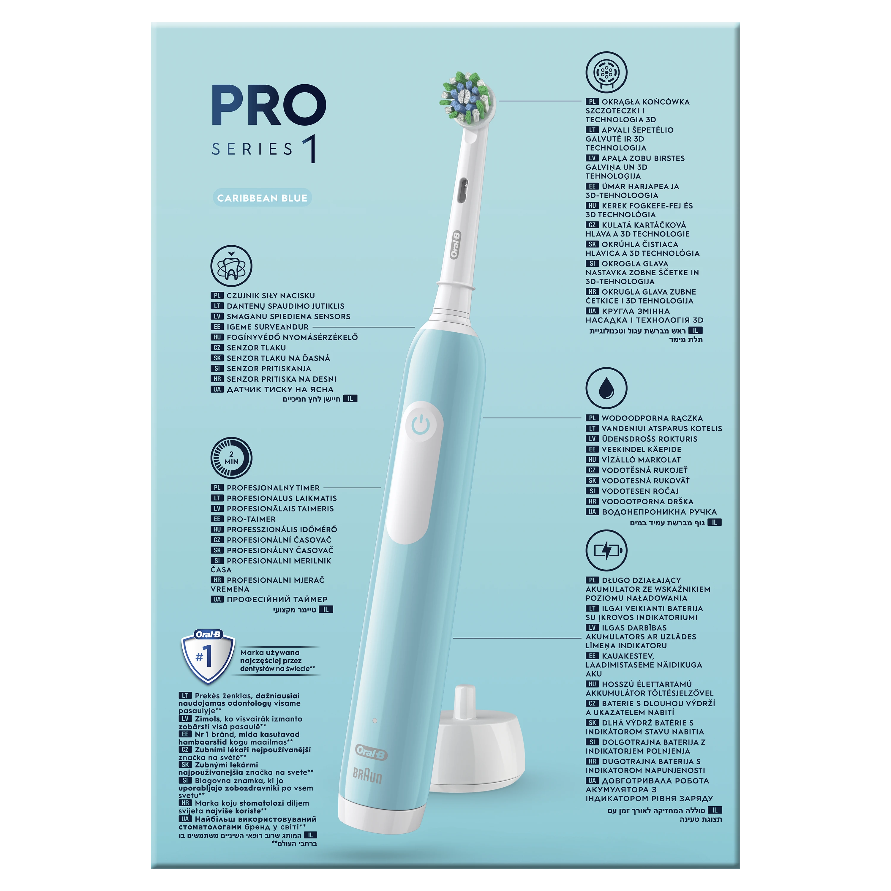Oral-B Braun D305.523.3H PRO Series 1 Elektrinių Dantų Šepetėlių Rinkinys
