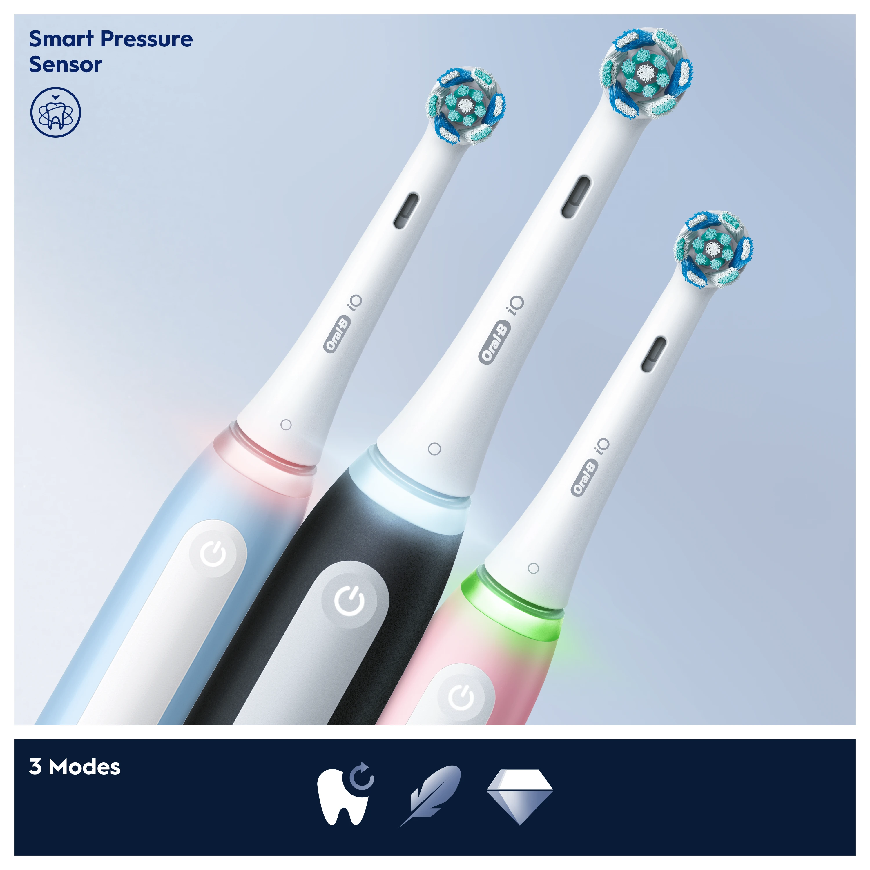 Braun Oral-B iO3 elektriniai šepetėliai su šviesos indikacija