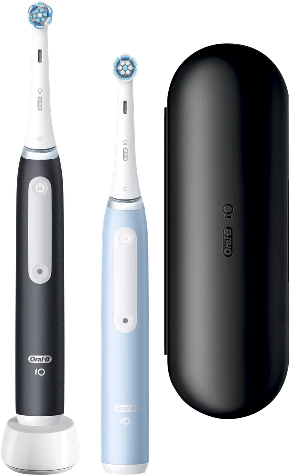 Braun iOG3d.2i6.2K Oral-B iO3 Elektrinis Dantų Šepetėlis Matt Juodas/Ice Mėlyna Duo Pack Edition