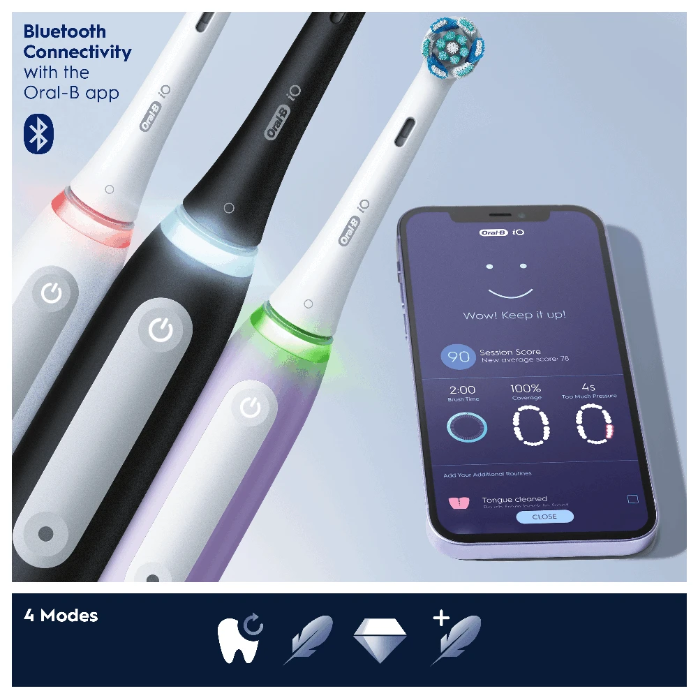 Braun Oral-B iO4 elektrinis dantų šepetėlis baltas Quite Baltas