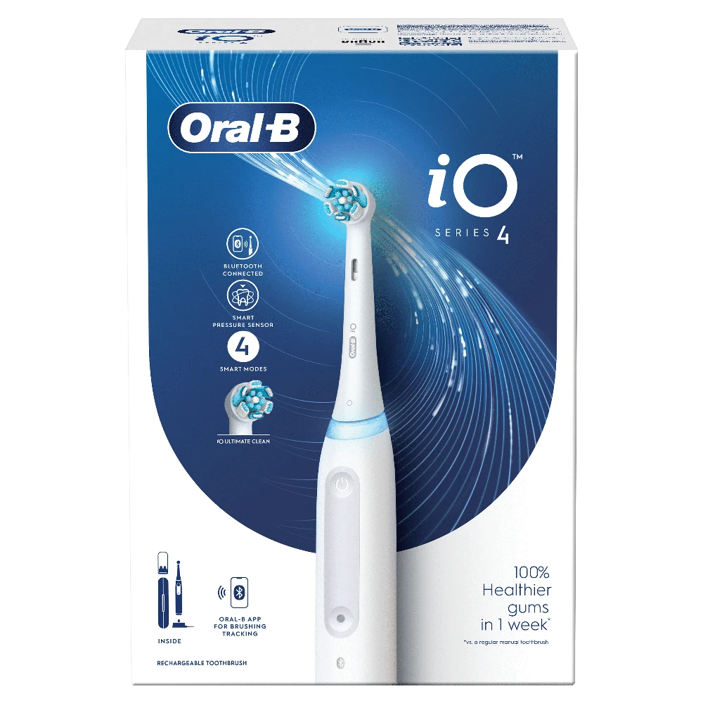 Braun Oral-B iO4 elektrinis dantų šepetėlis baltas Quite Baltas