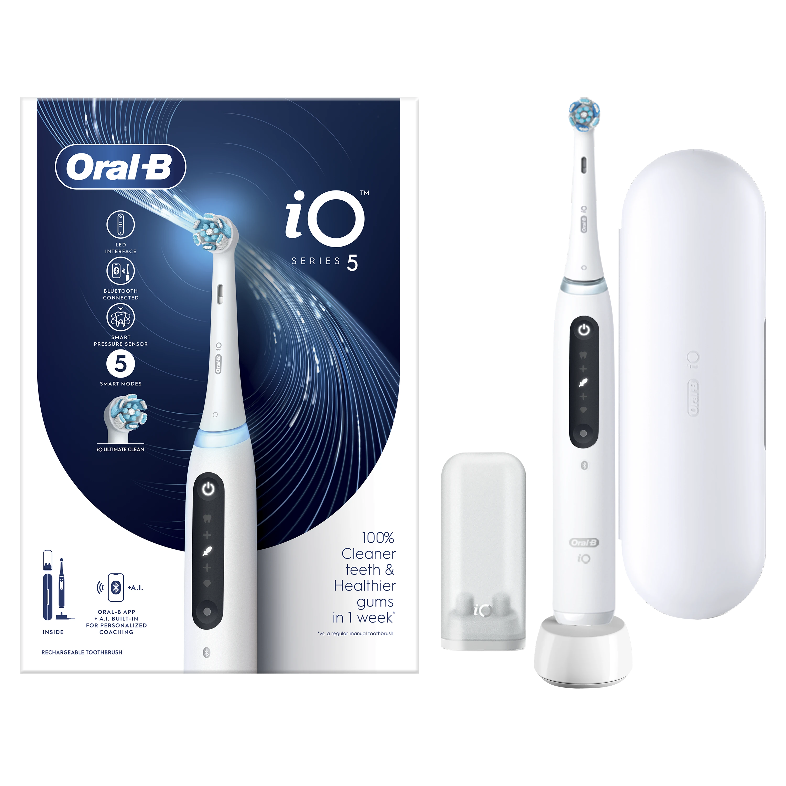 Braun iOG5.1A6.1DK Oral-B iO5 Elektrinis Dantų Šepetėlis Quite Baltas