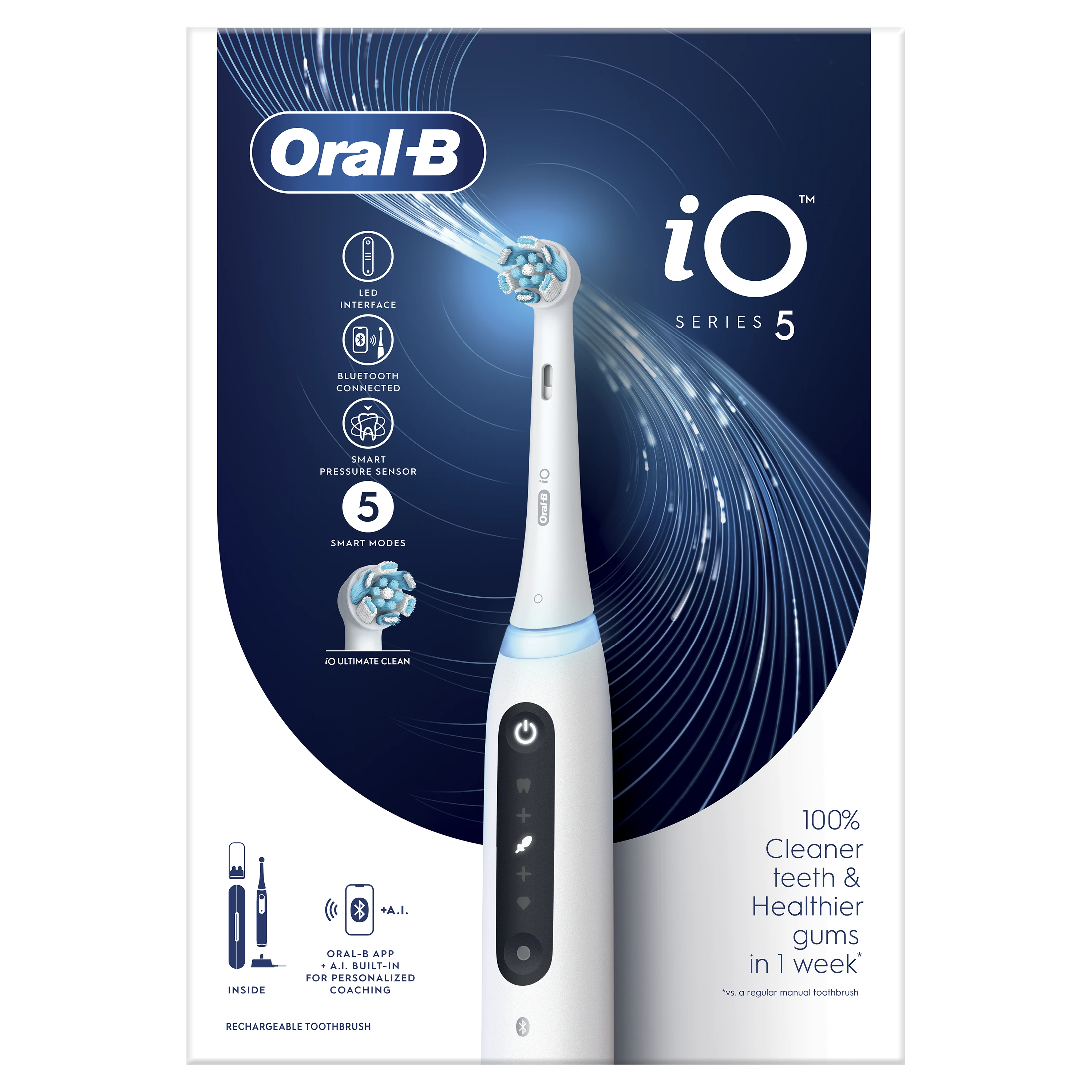 Braun iOG5.1A6.1DK Oral-B iO5 Elektrinis Dantų Šepetėlis Quite Baltas