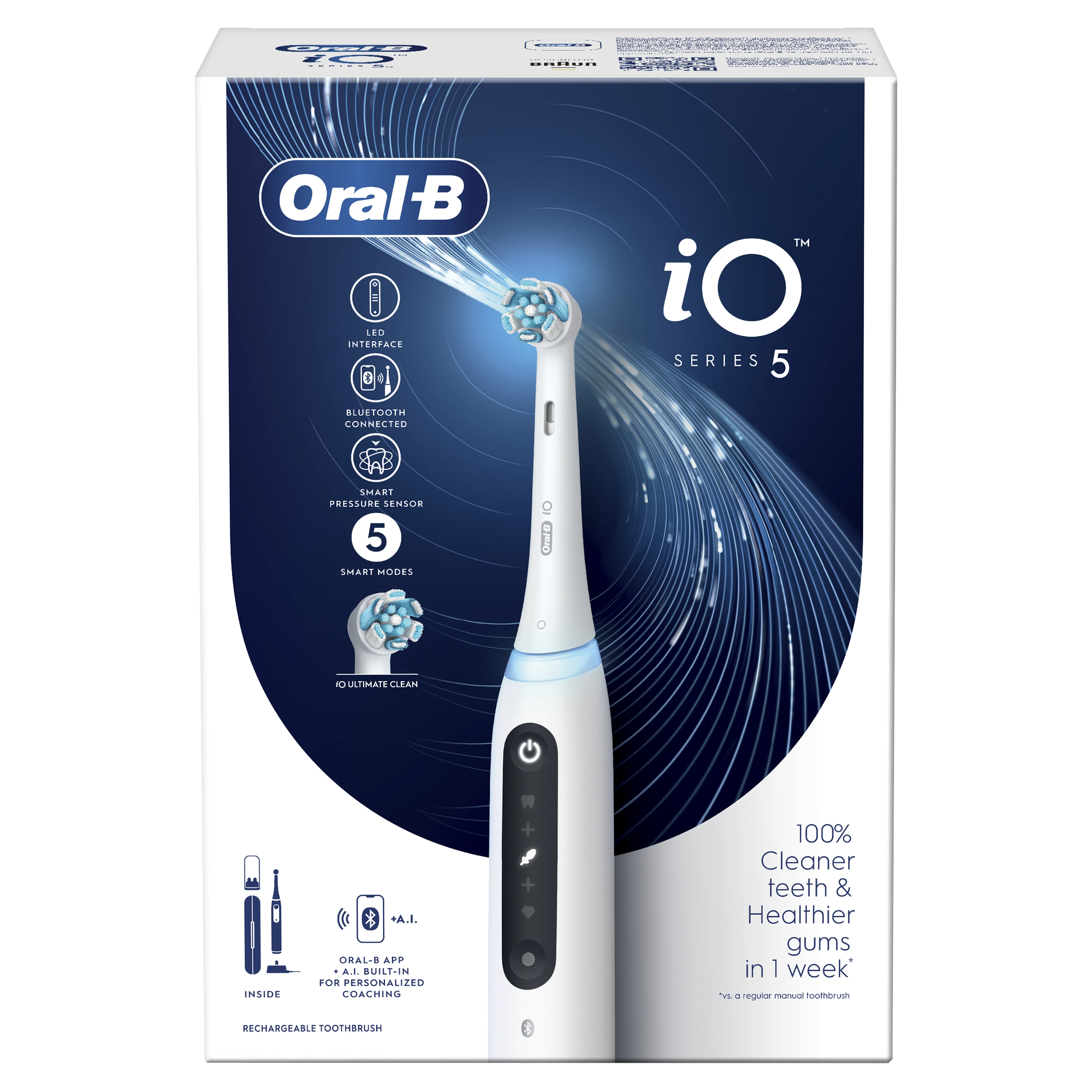 Braun iOG5.1A6.1DK Oral-B iO5 Elektrinis Dantų Šepetėlis Quite Baltas