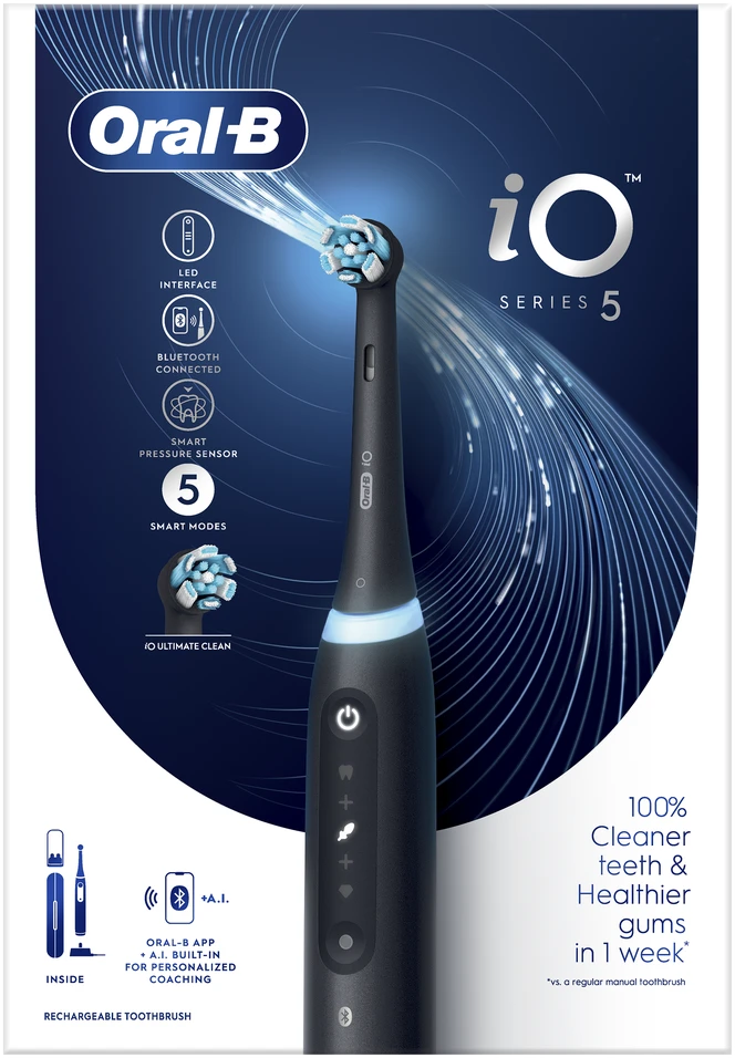 Braun iOG5.1B6.2DK Oral-B iO5 Elektrinis Dantų Šepetėlis Matt Juodas