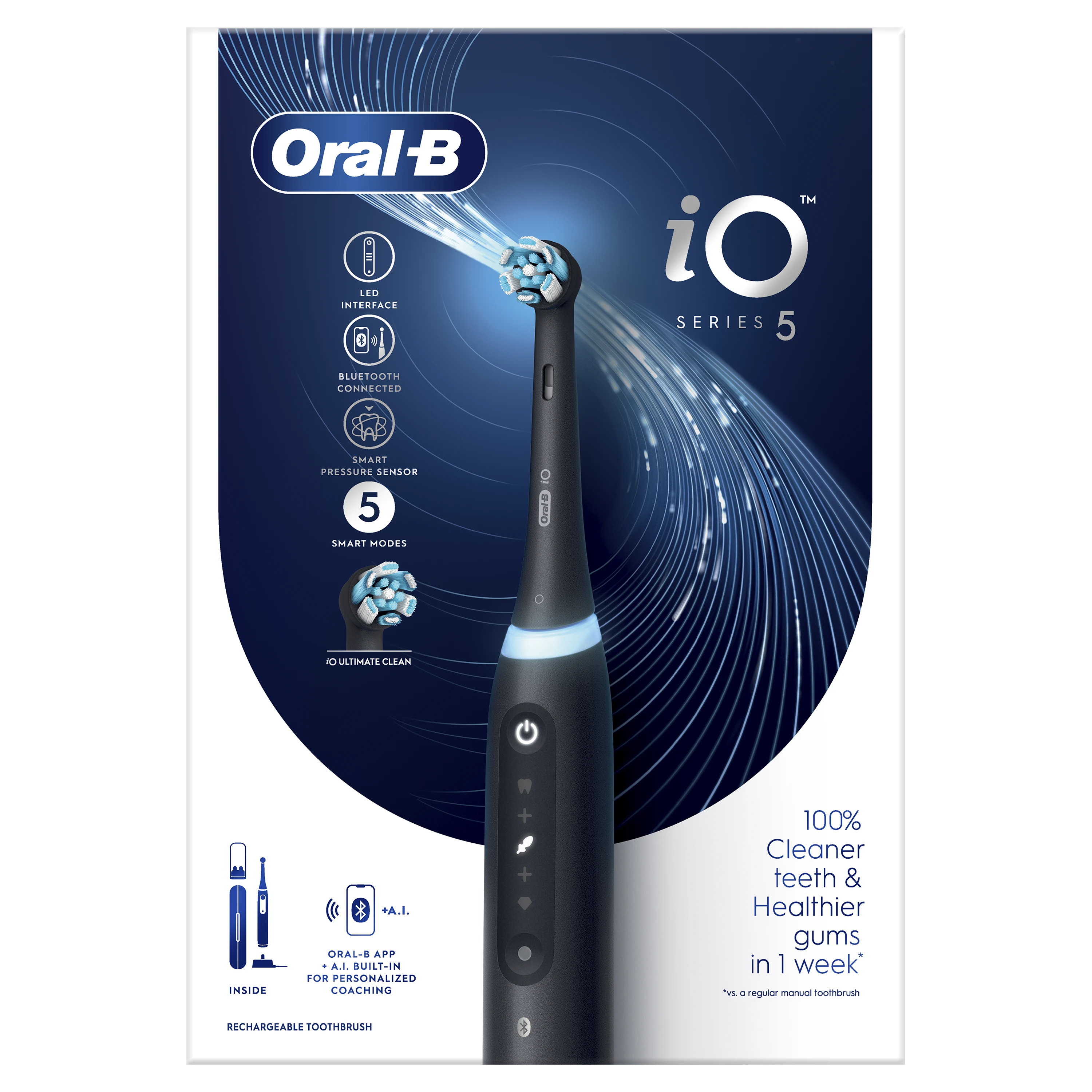 Braun iOG5.1B6.2DK Oral-B iO5 Elektrinis Dantų Šepetėlis Matt Juodas