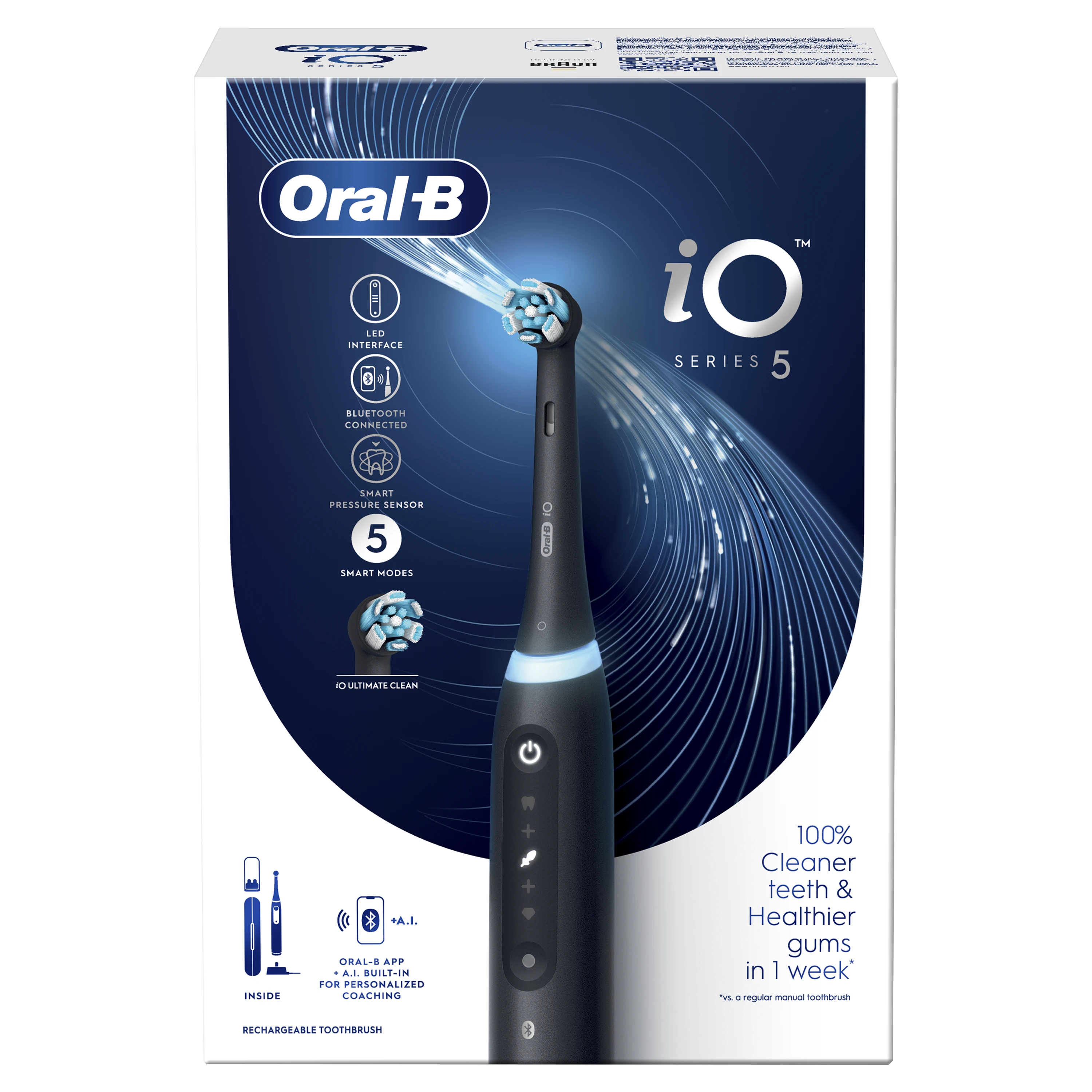 Braun iOG5.1B6.2DK Oral-B iO5 Elektrinis Dantų Šepetėlis Matt Juodas