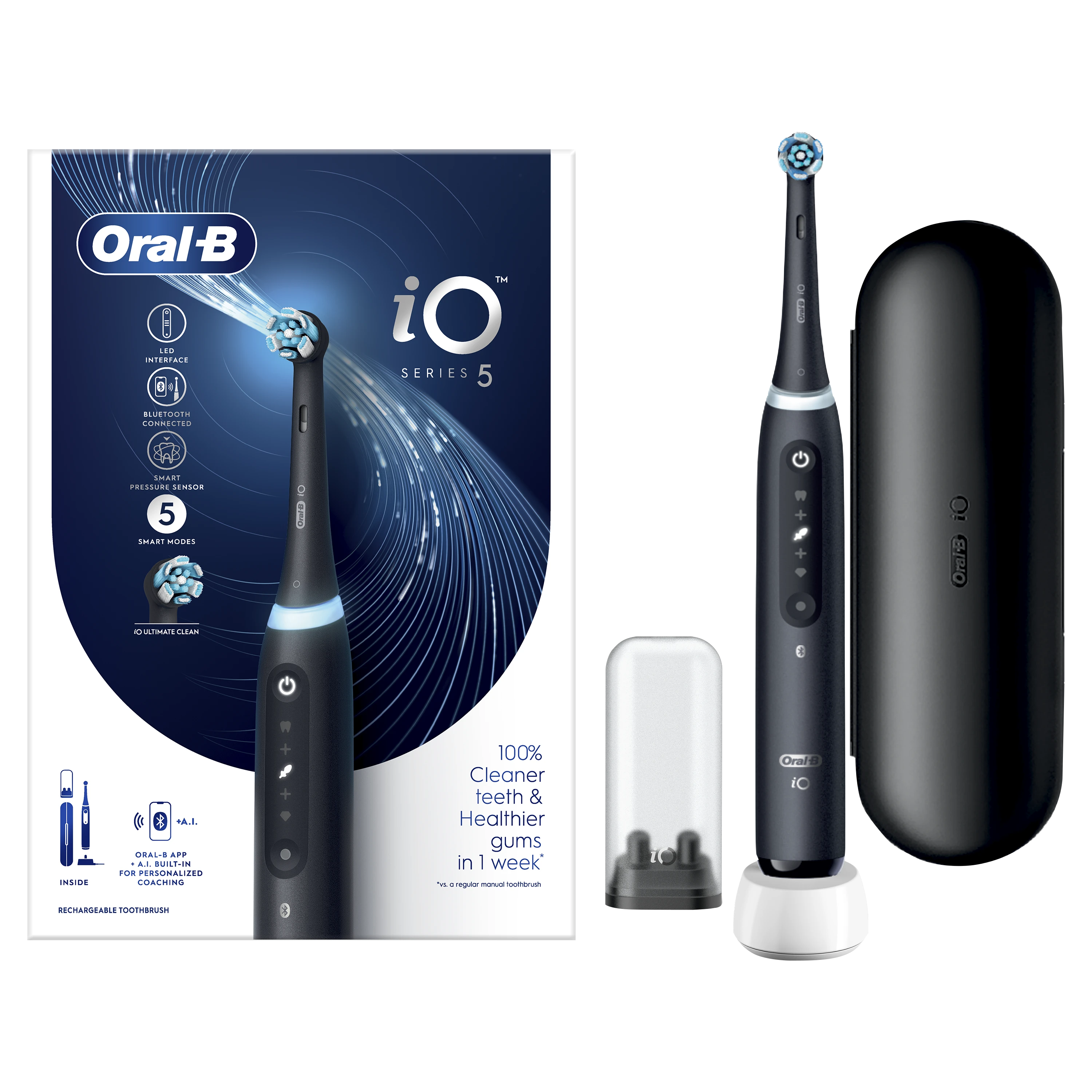 Braun iOG5.1B6.2DK Oral-B iO5 Elektrinis Dantų Šepetėlis Matt Juodas