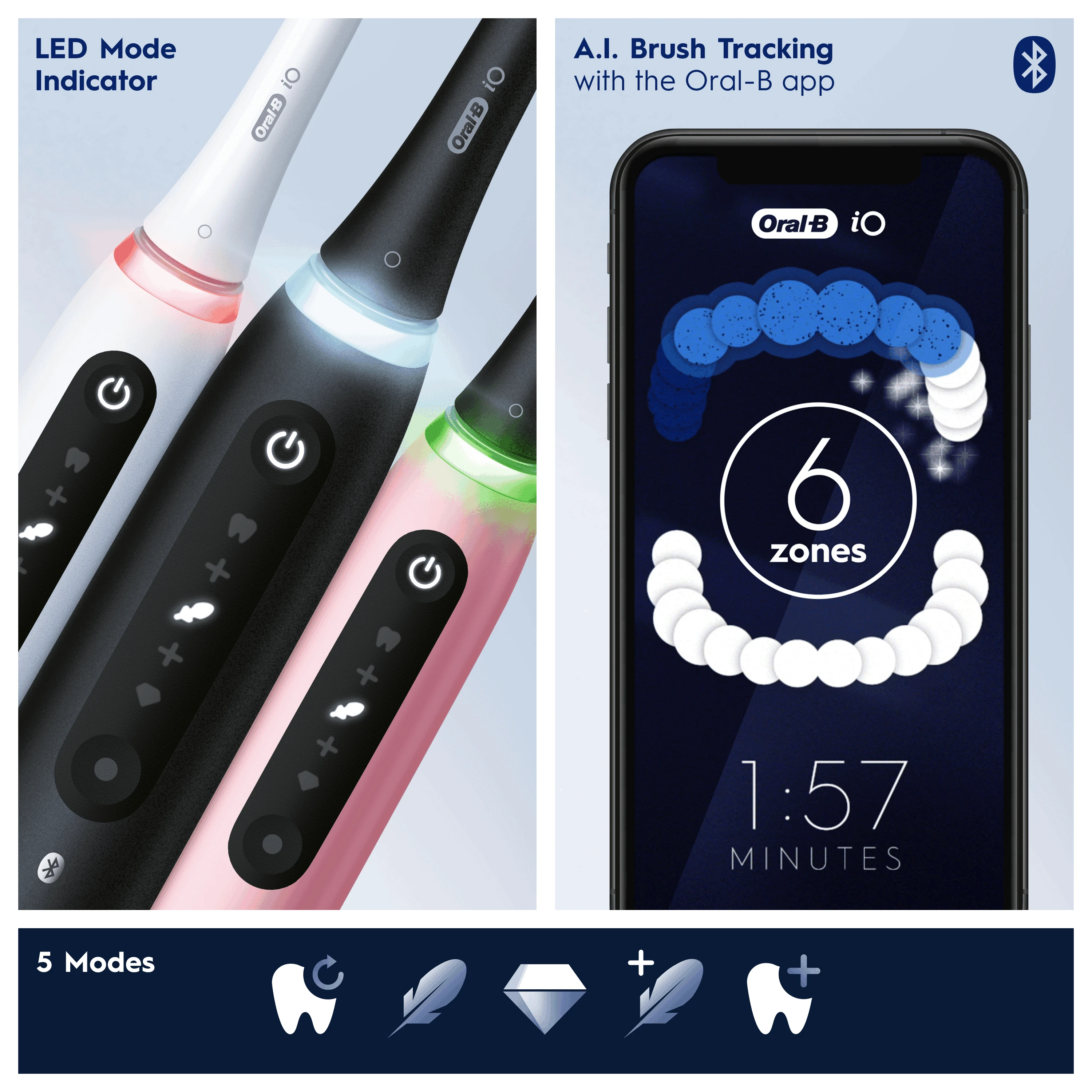 Braun iOG5.1B6.2DK Oral-B iO5 Elektrinis Dantų Šepetėlis Matt Juodas