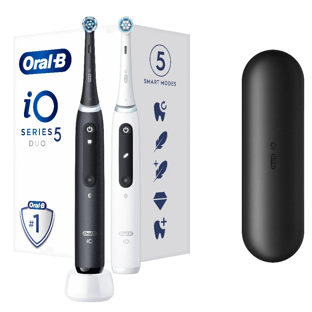 Braun iOG5d.2J6.2K Oral-B iO5 Elektrinis Dantų Šepetėlis Duo Pack Matt Juodas+Quite Baltas