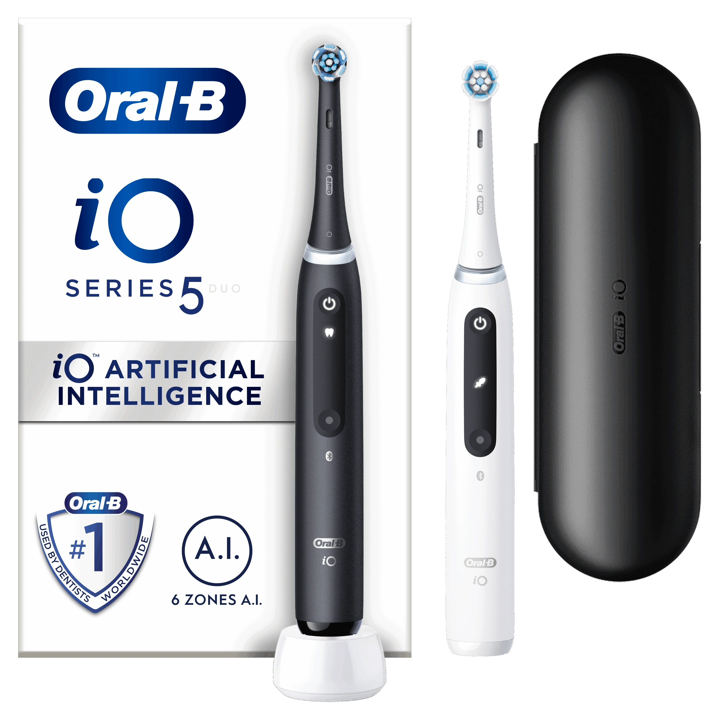 Braun iOG5d.2J6.2K Oral-B iO5 Elektrinis Dantų Šepetėlis Duo Pack Matt Juodas+Quite Baltas