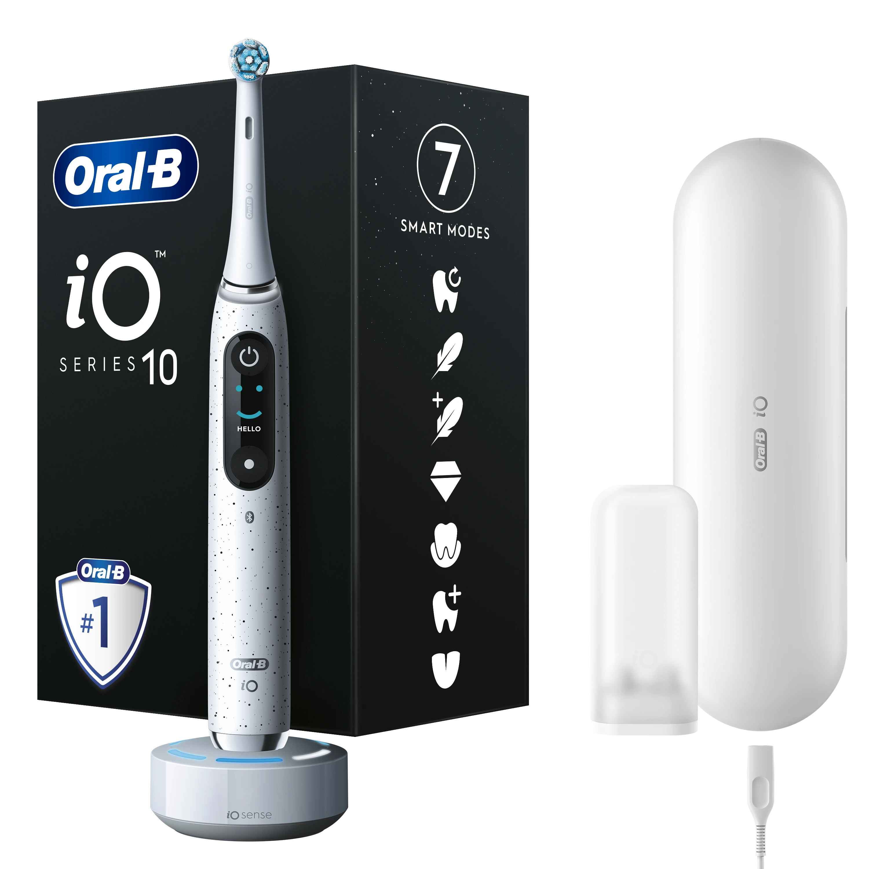 Elektrinis dantų šepetėlis Braun Oral-B iO Series 10, Baltos spalvos