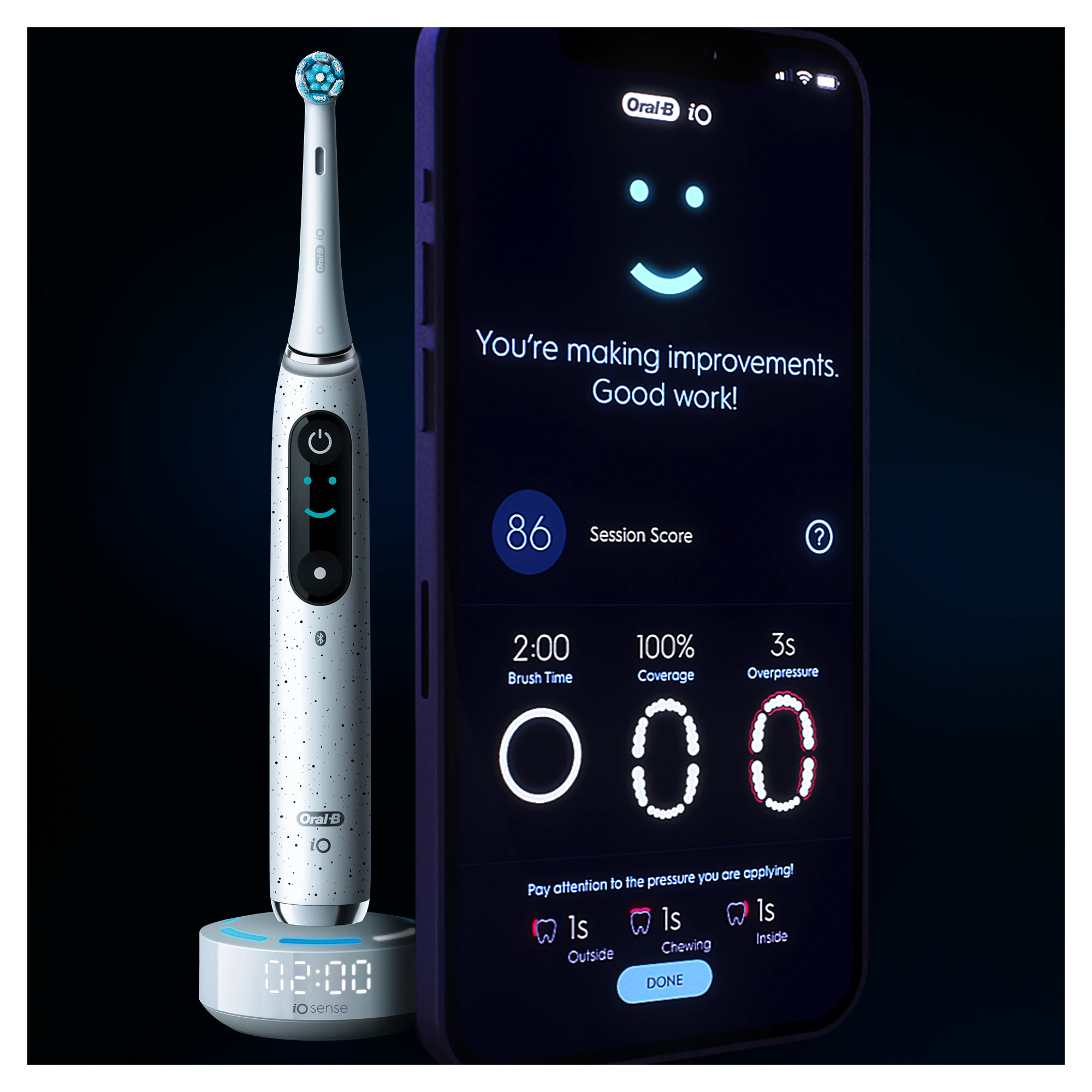 Elektrinis dantų šepetėlis Braun Oral-B iO Series 10, Baltos spalvos