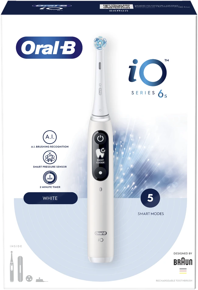 Elektrinis dantų šepetėlis Oral-B iO6 Series, baltas, 4210201438069
