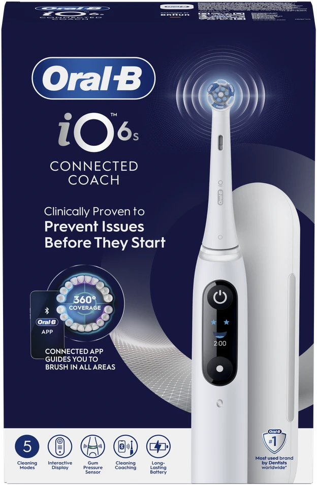 Elektrinis dantų šepetėlis Oral-B iO6 Series, baltas, 4210201438069