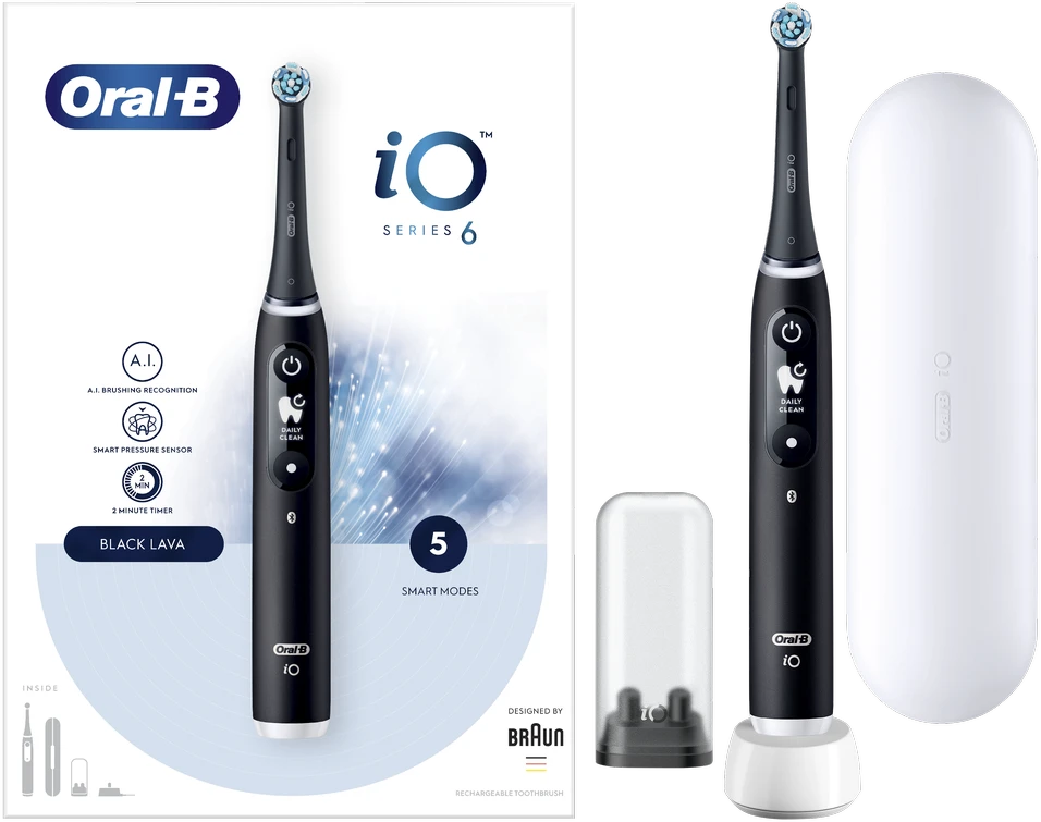 Braun iOM6.1B6.3DK Oral-B iO6 Elektrinis Dantų Šepetėlis Juodas Onyx