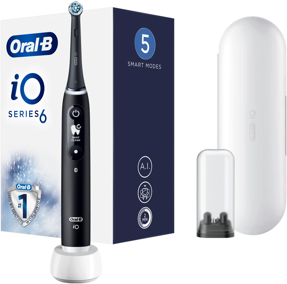 Braun iOM6.1B6.3DK Oral-B iO6 Elektrinis Dantų Šepetėlis Juodas Onyx
